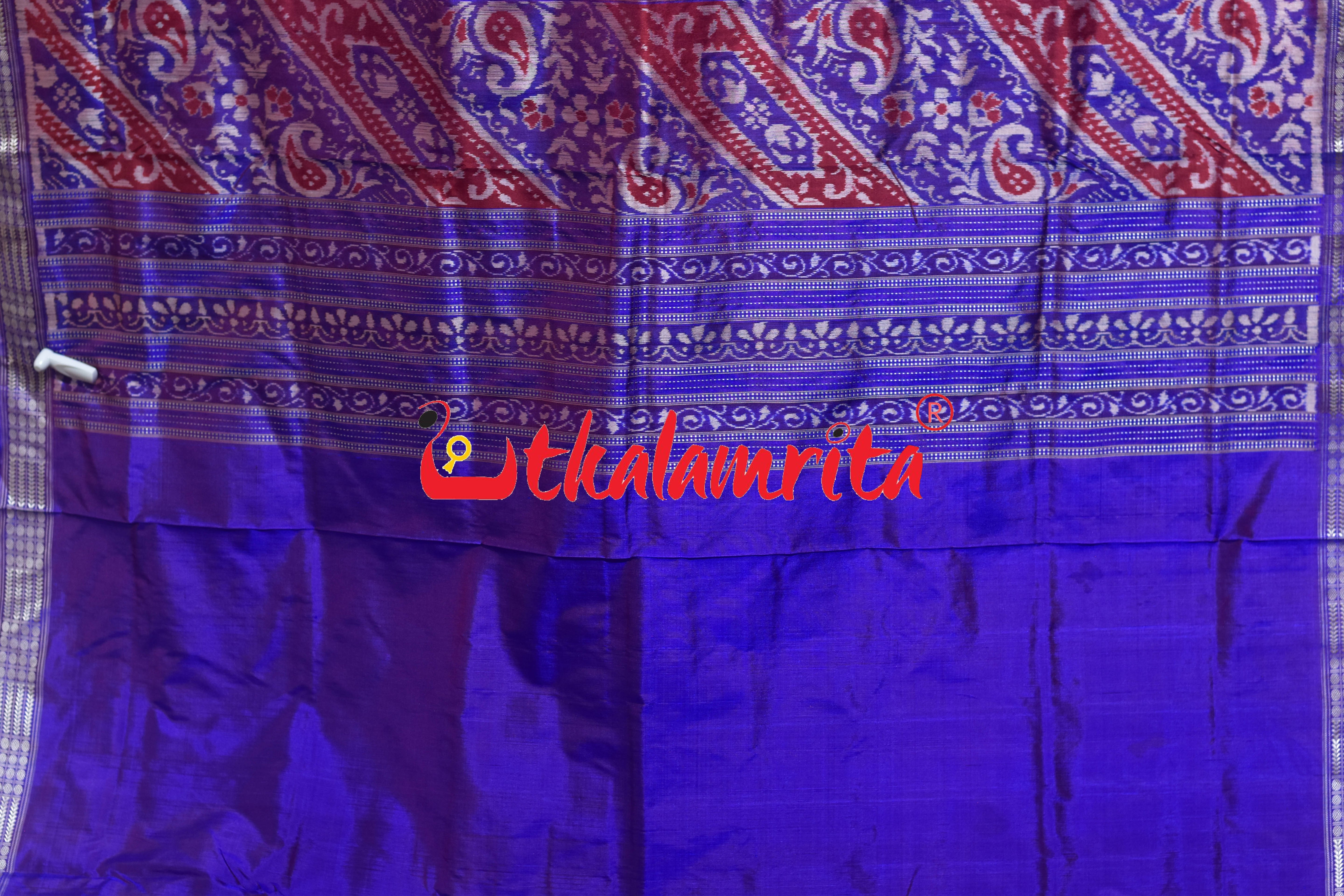 Ice Blue Sambalpuri Bandha Silk Saree