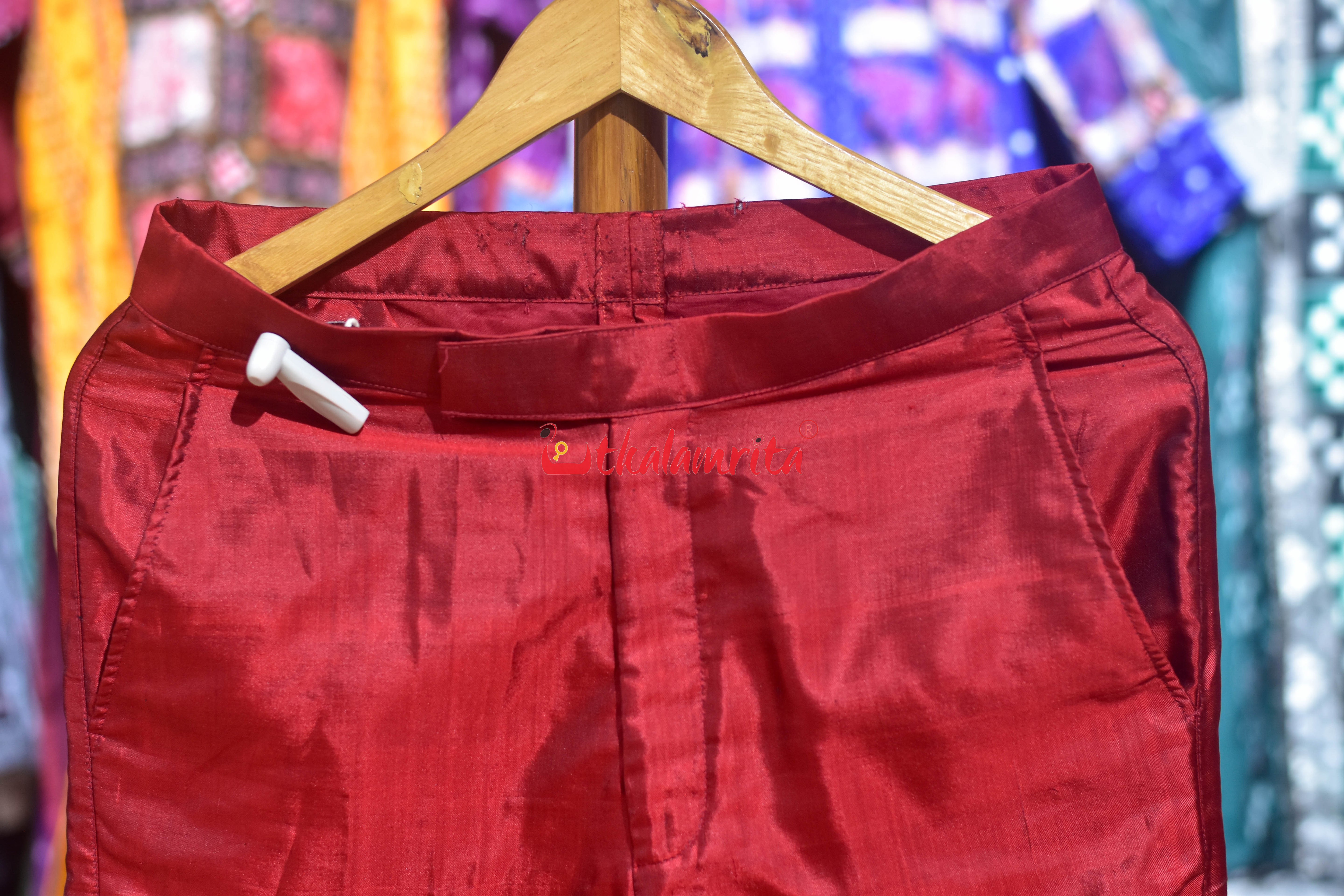 Red Handloom Silk (Men's Pant)