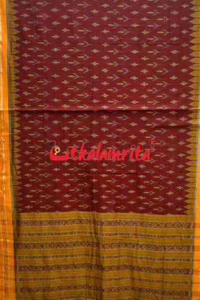 Maroon Turmeric Khandua Cotton Saree