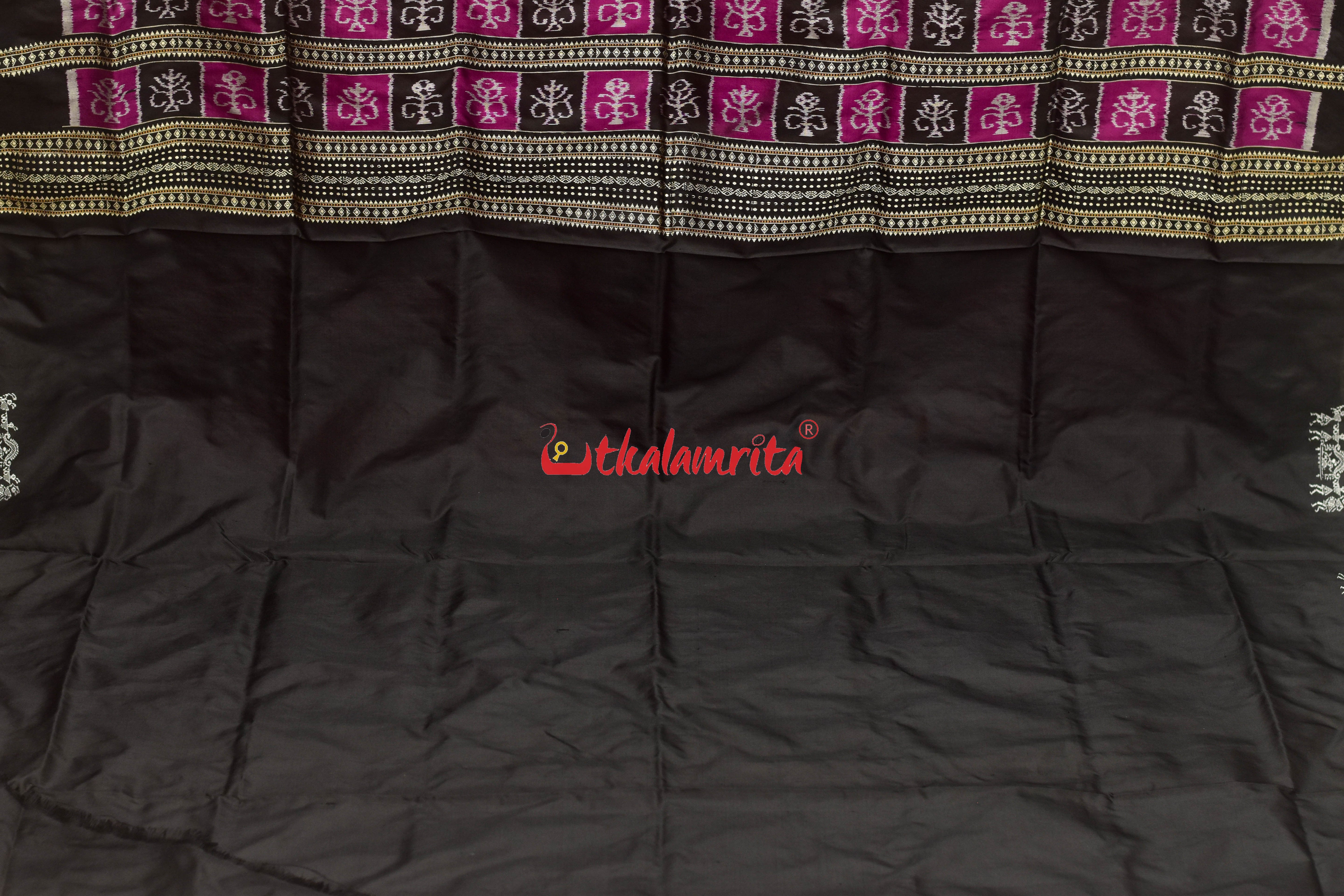 Sabari Rani Black Bomkai Silk Saree
