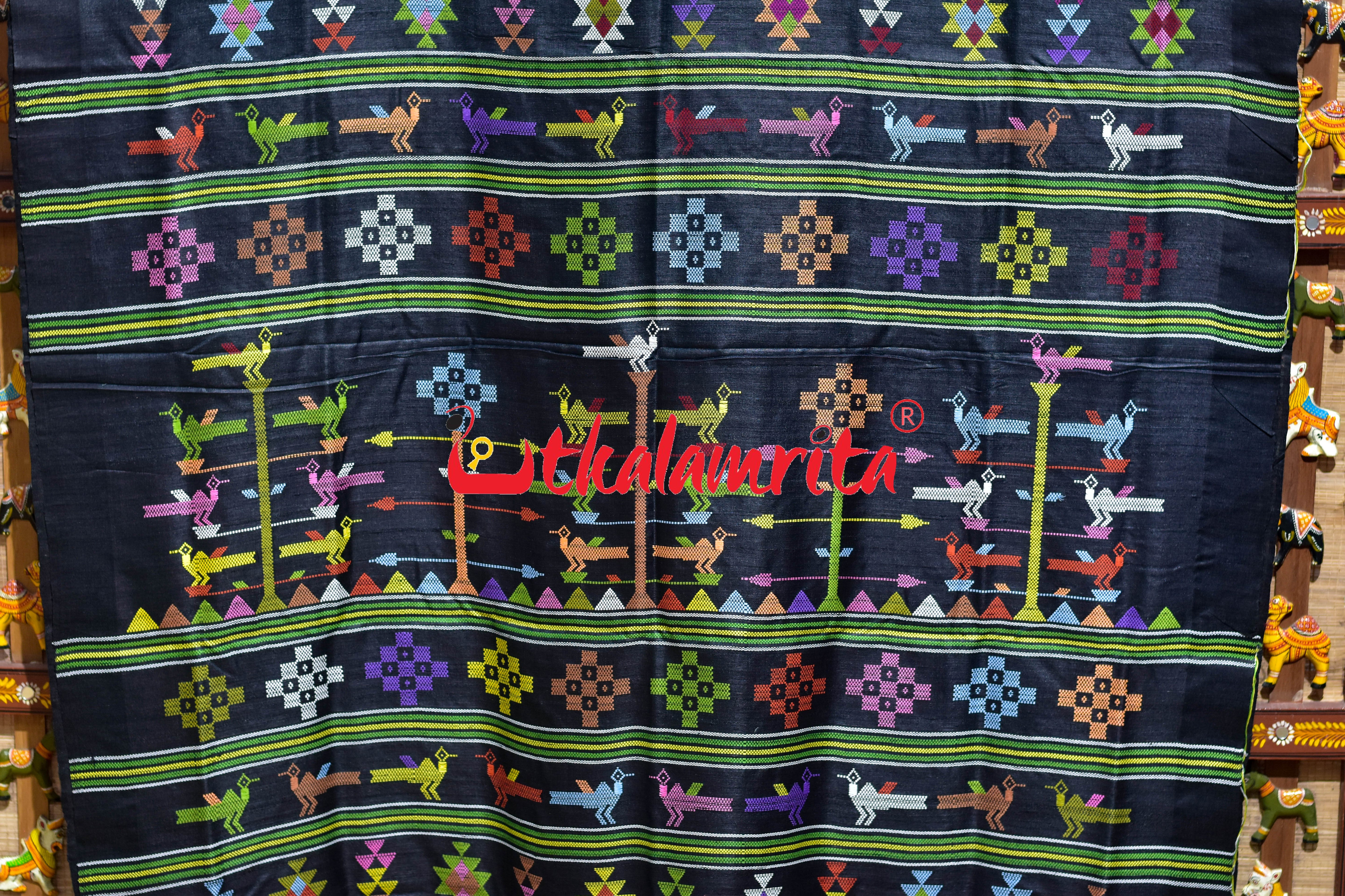 Black Chadheibana Gopalpur Tussar Silk Saree