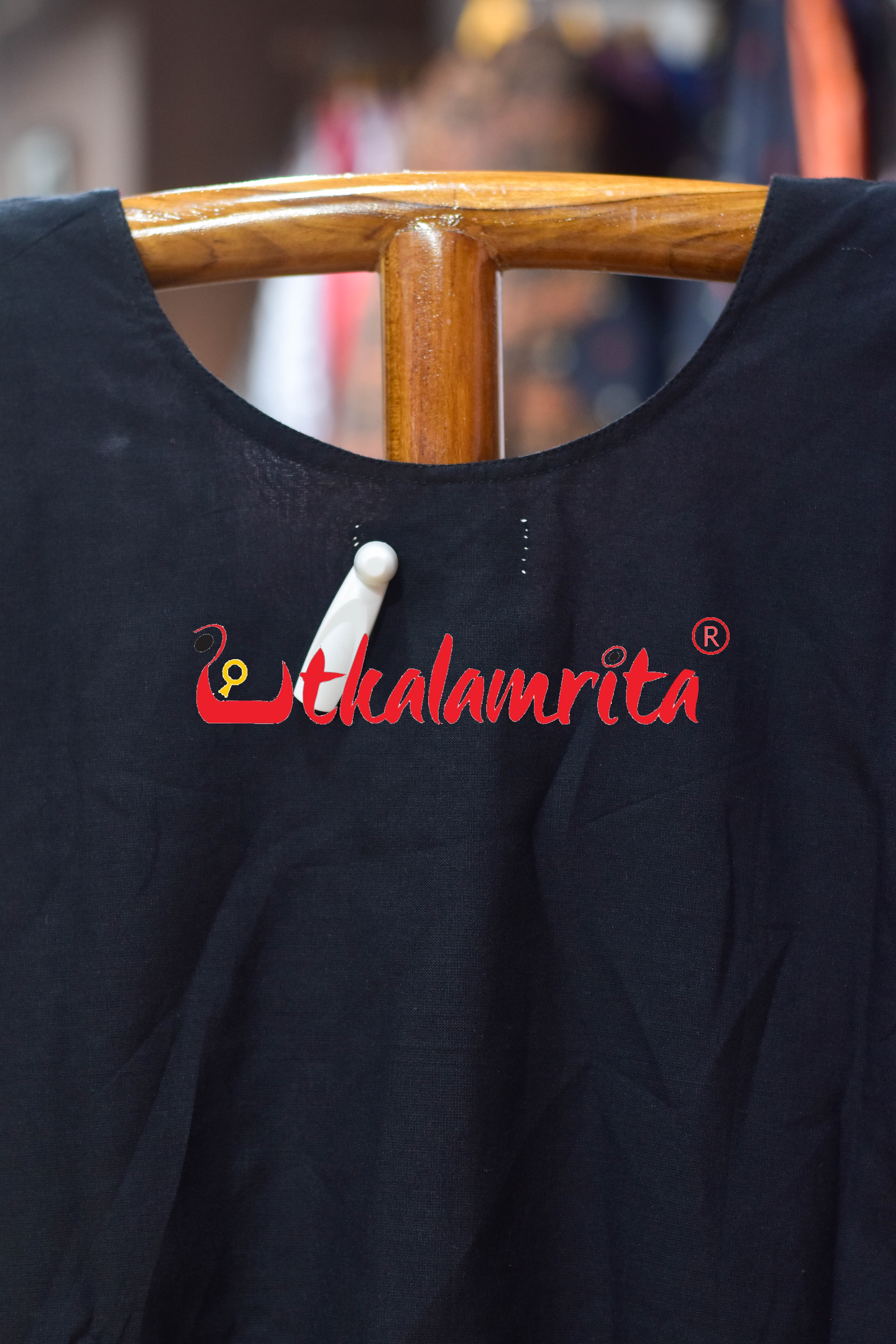 Black and Maroon Ferns Sambalpuri (Ladies Kurti)