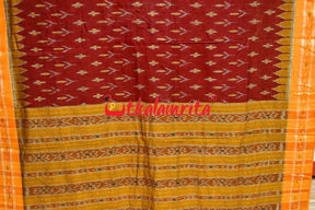 Maroon Turmeric Khandua Cotton Saree