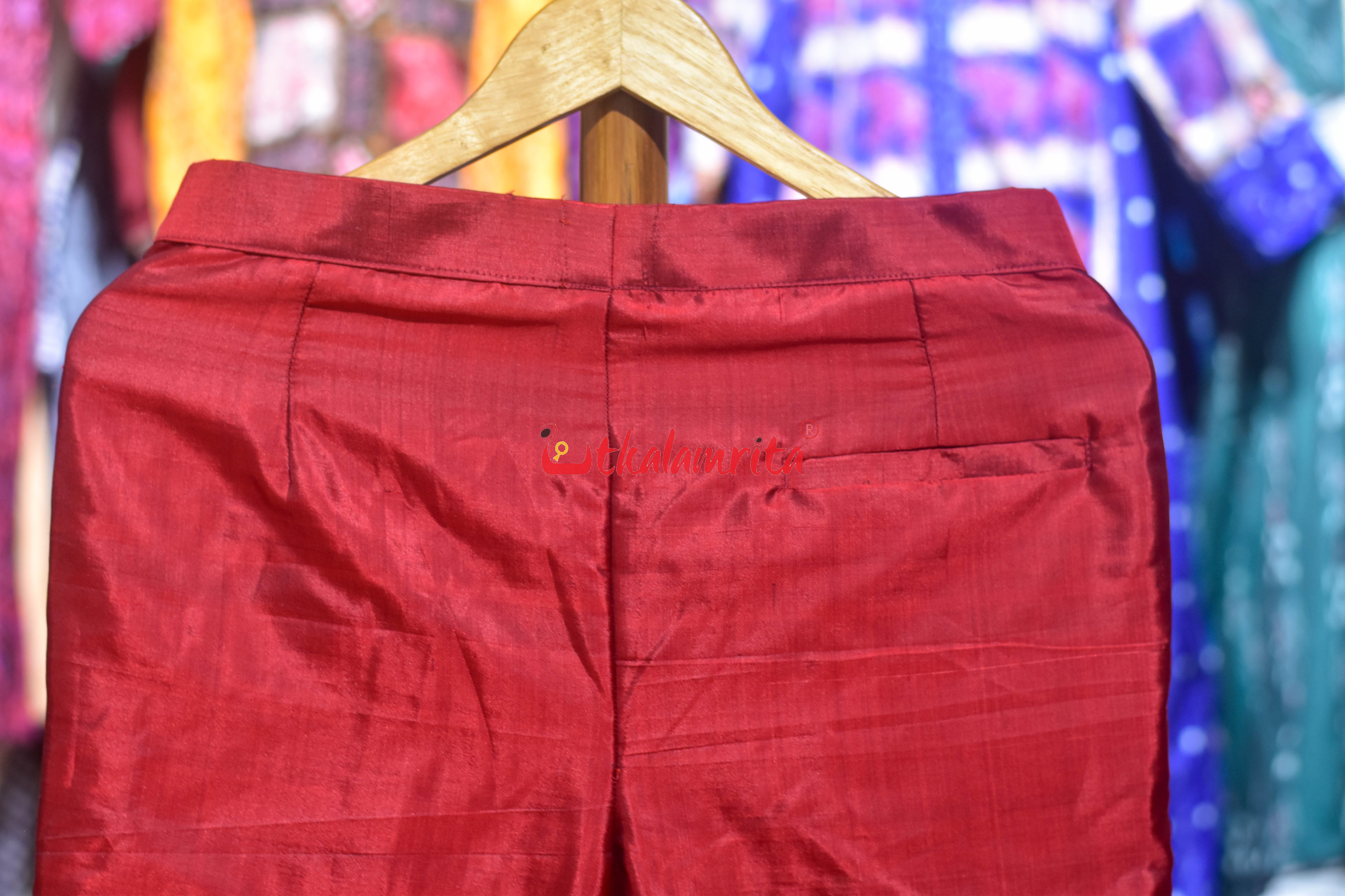 Red Handloom Silk (Men's Pant)