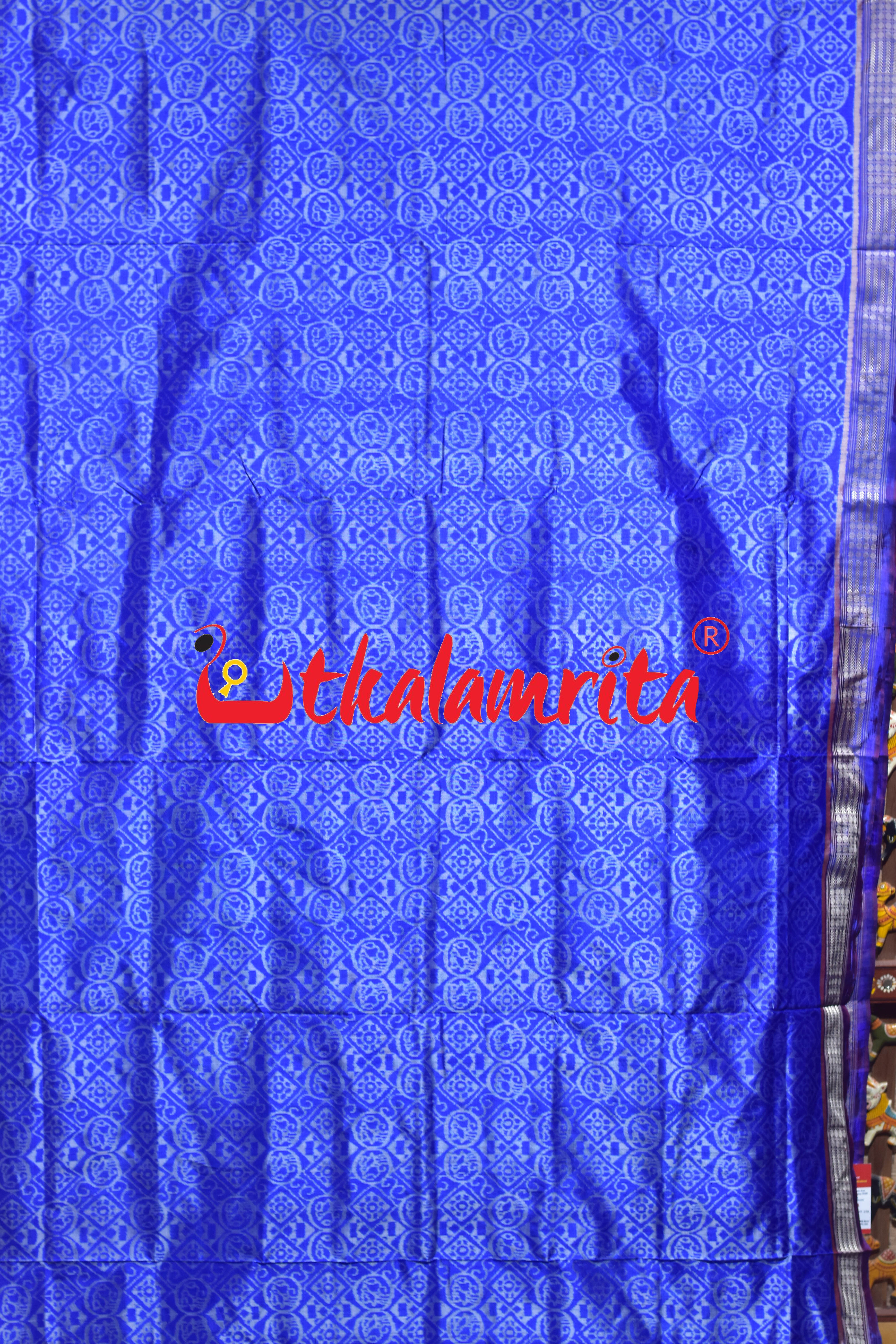 Ice Blue Sambalpuri Bandha Silk Saree