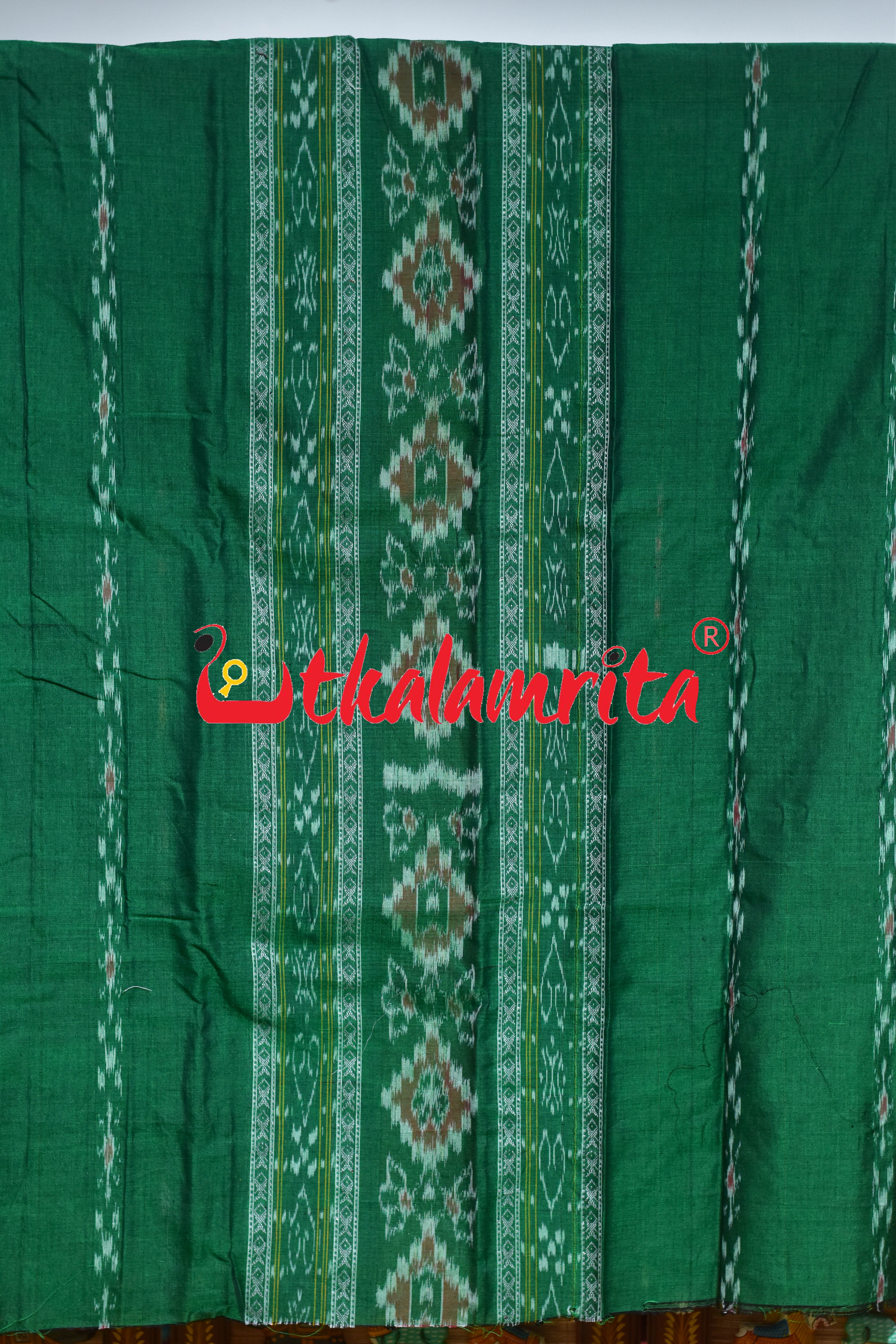 Green Red Middle Design Cotton Dress Set