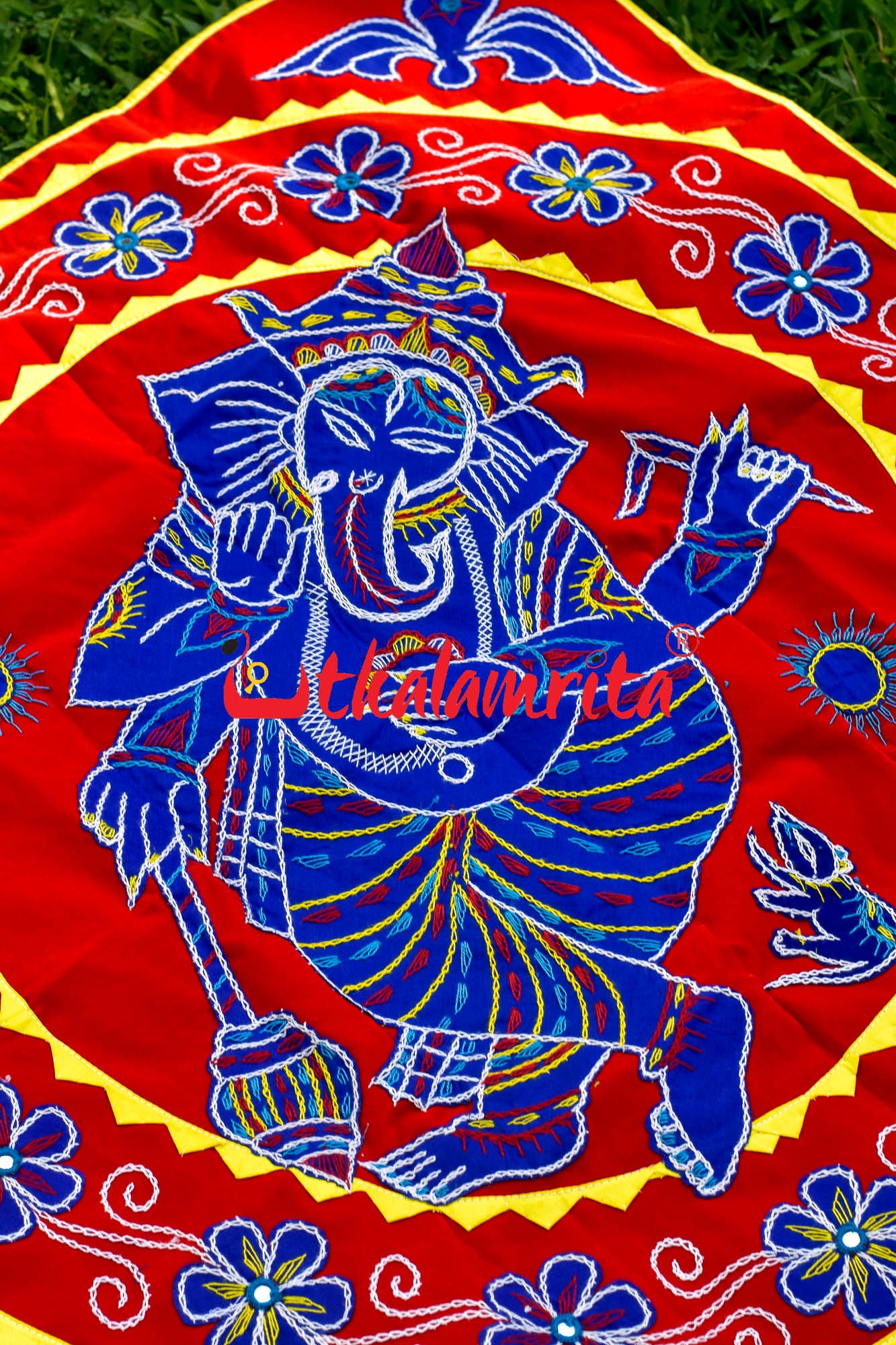 Blue Ganesha Red Patch Applique