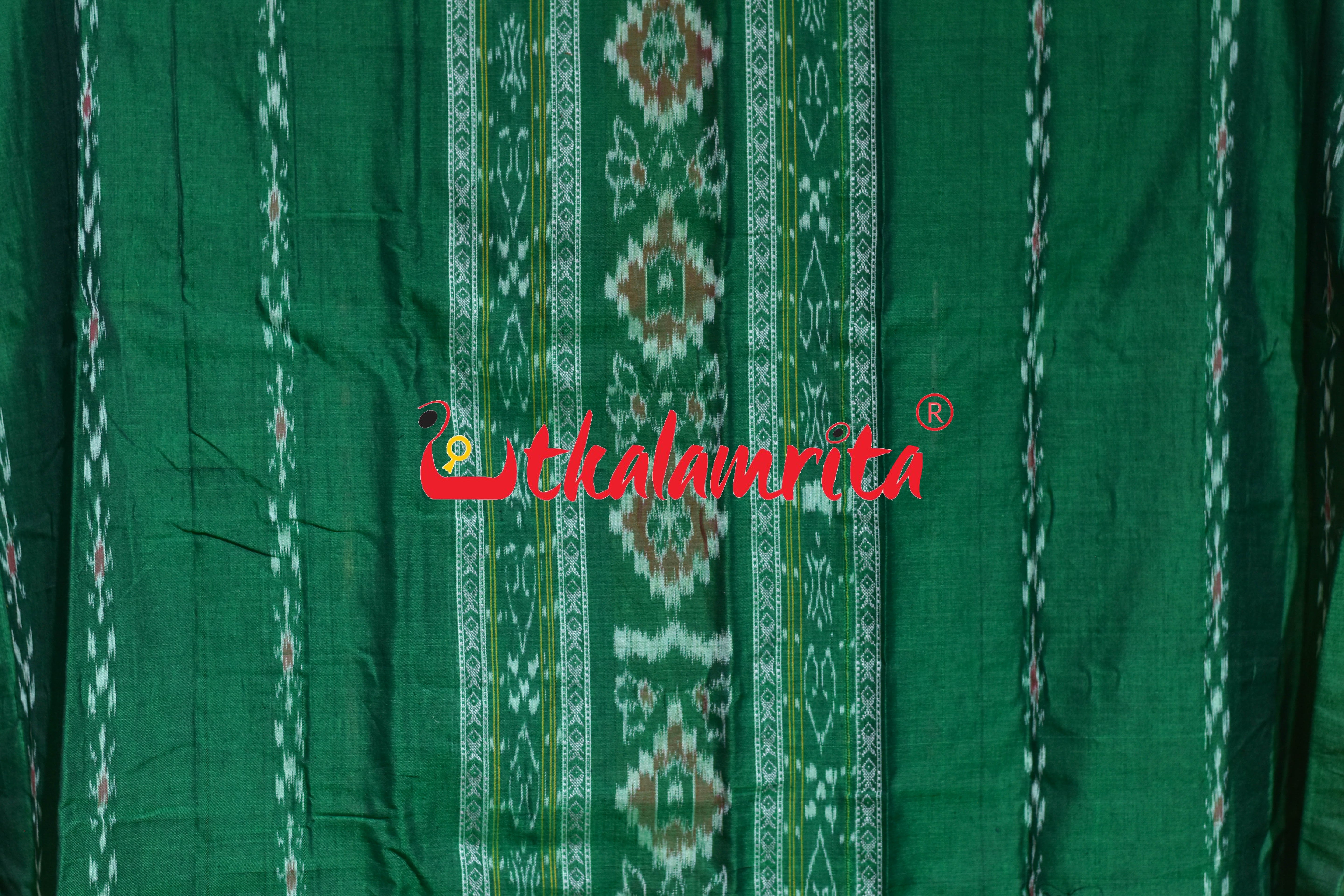 Green Red Middle Design Cotton Dress Set