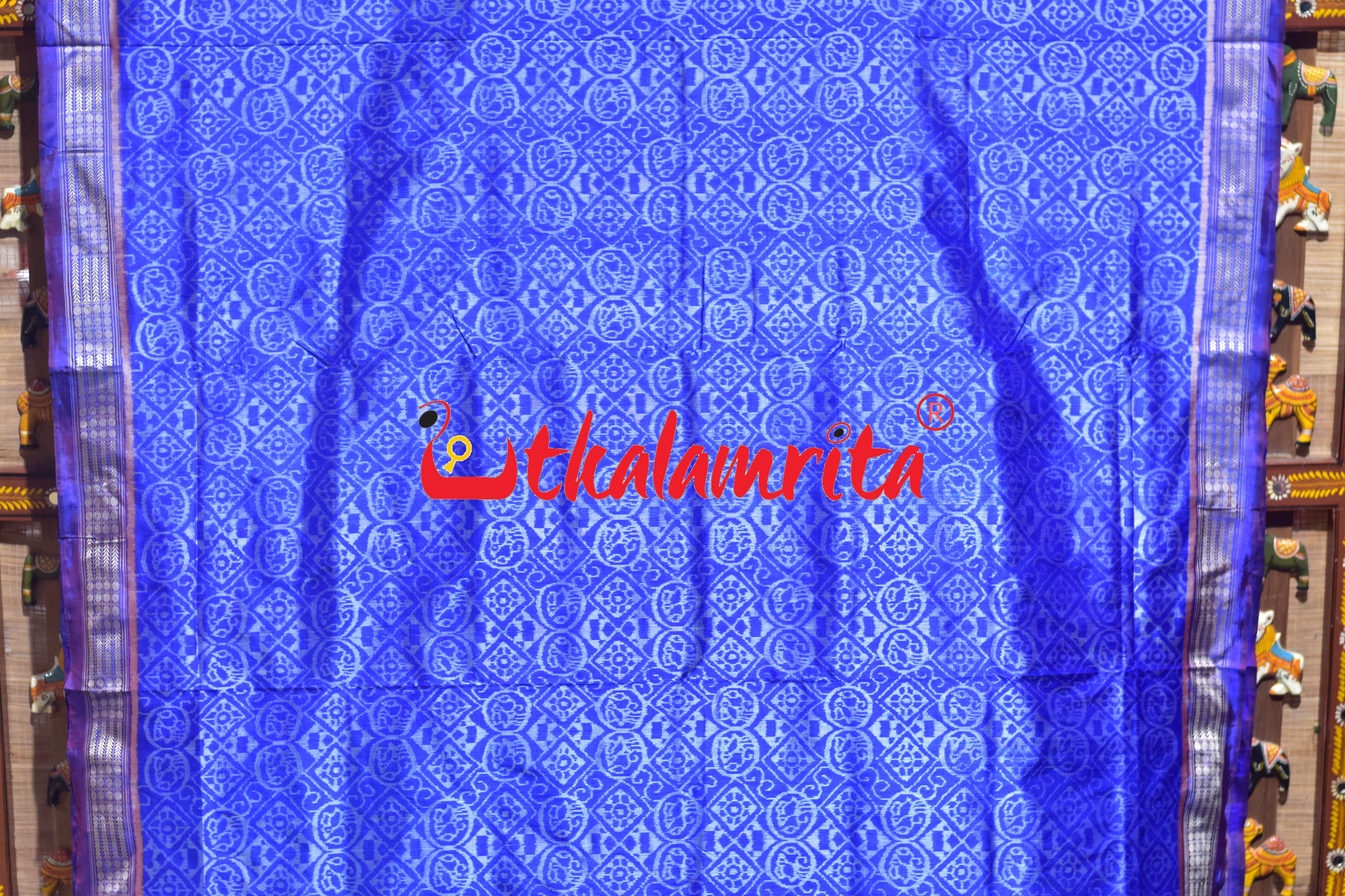 Ice Blue Sambalpuri Bandha Silk Saree