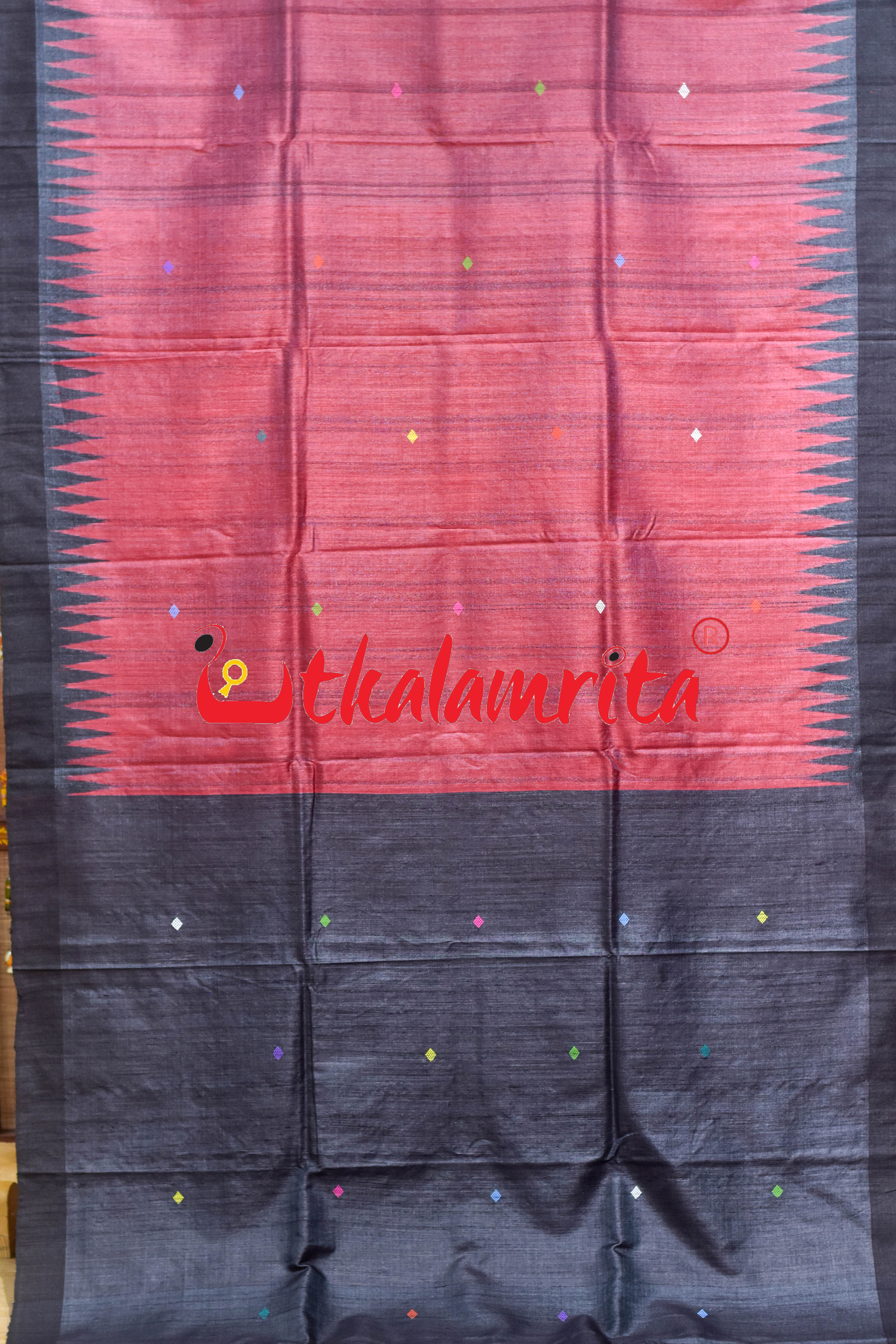 Red Black Ratha Jatra Gopalpur Tussar Silk Saree
