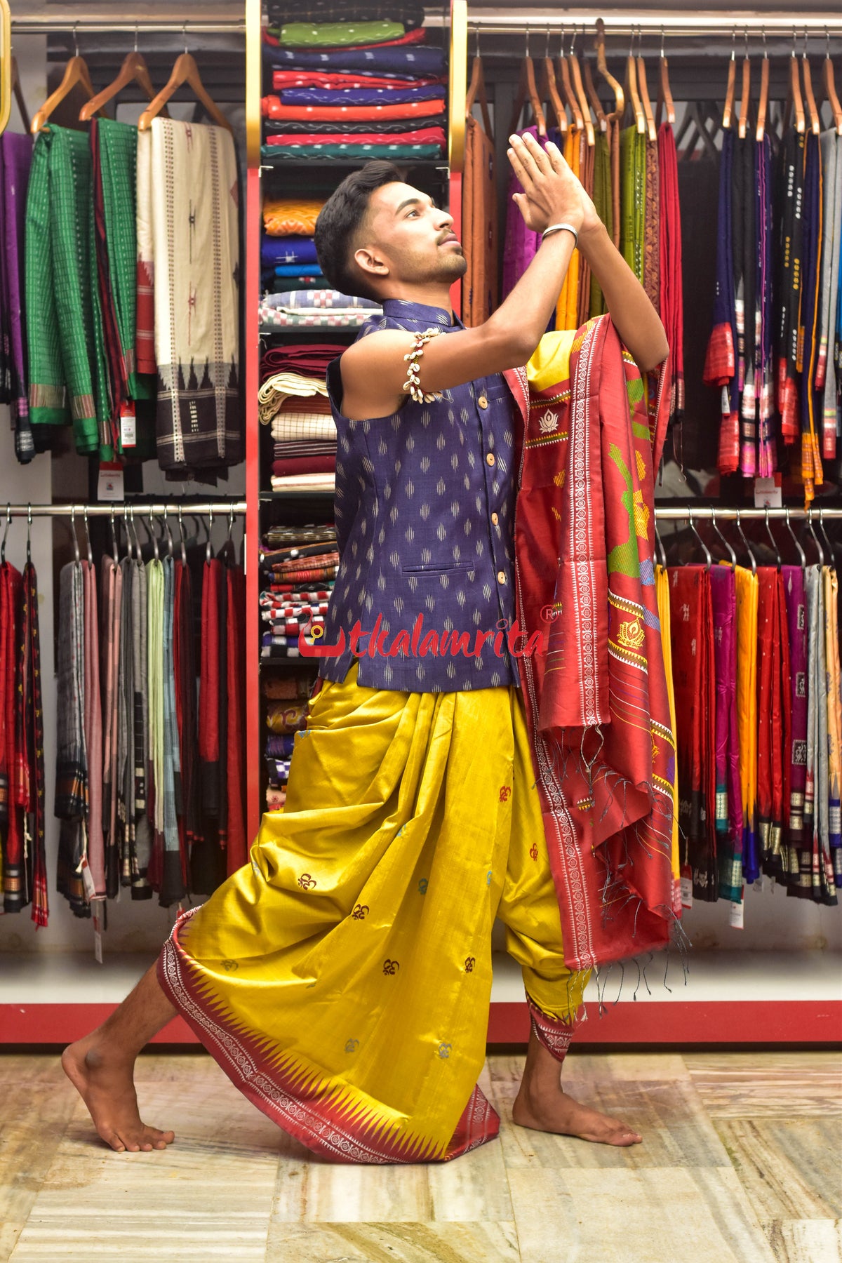 Yellow Yoga Anchal Tussar Silk Saree