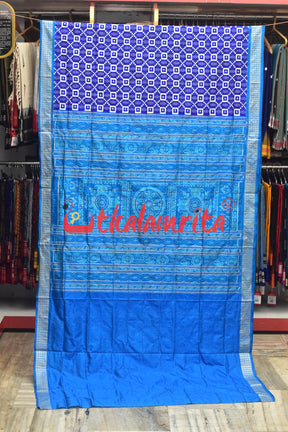 Blue Flowers and Kuthi Sambalpuri Silk Saree