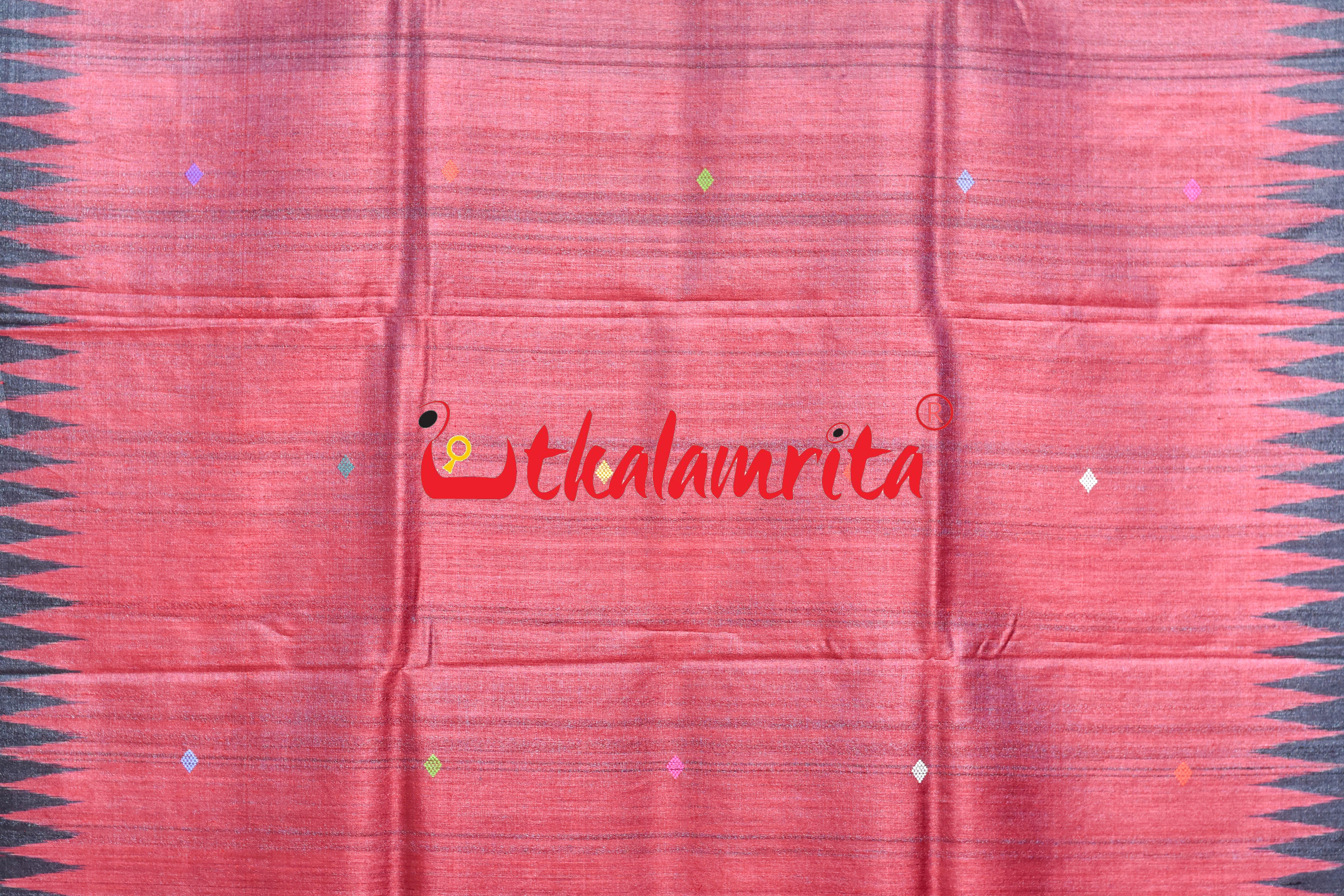 Red Black Ratha Jatra Gopalpur Tussar Silk Saree