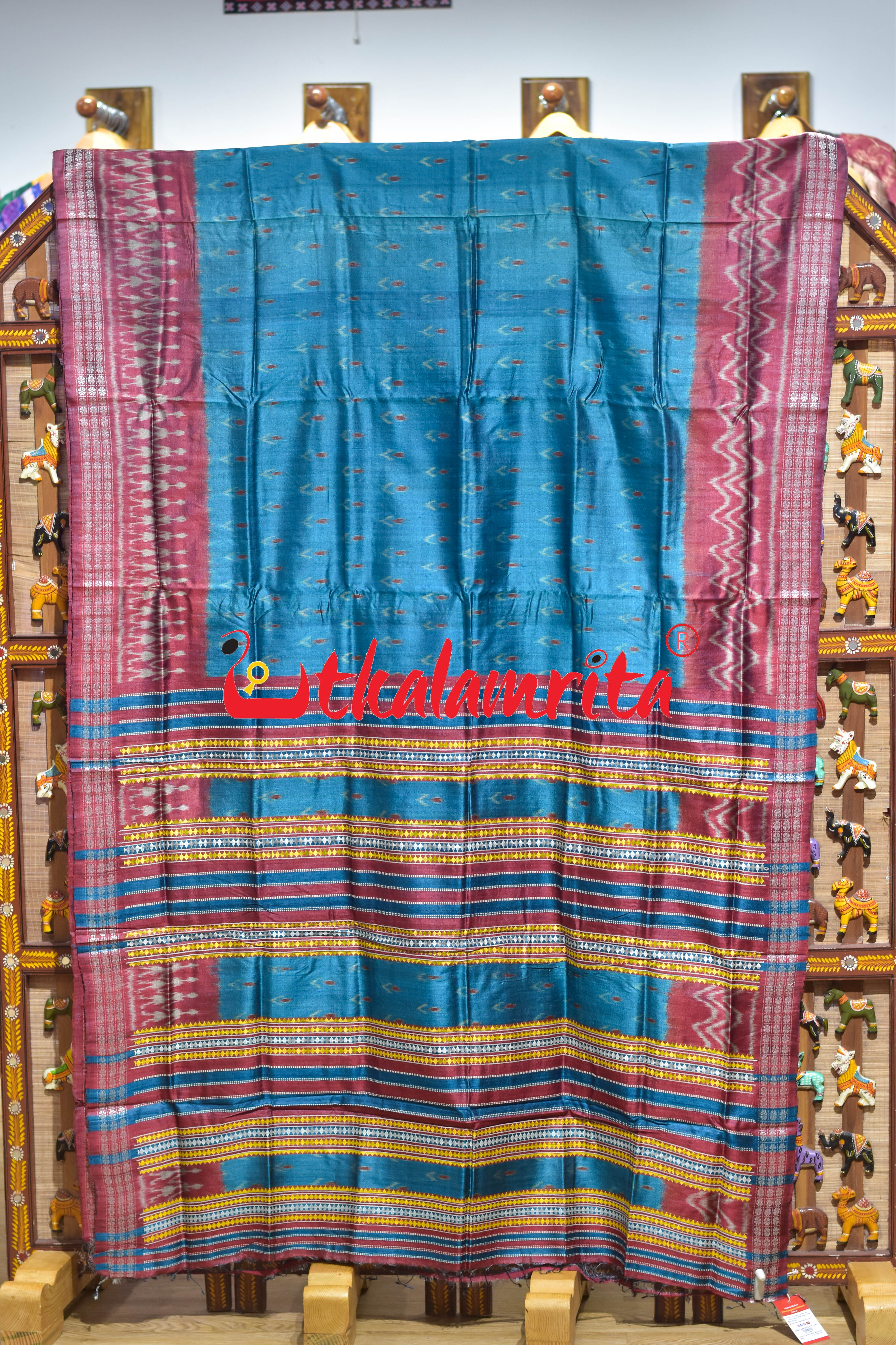 German Blue Chandrika Gopalpur Tussar Silk Saree