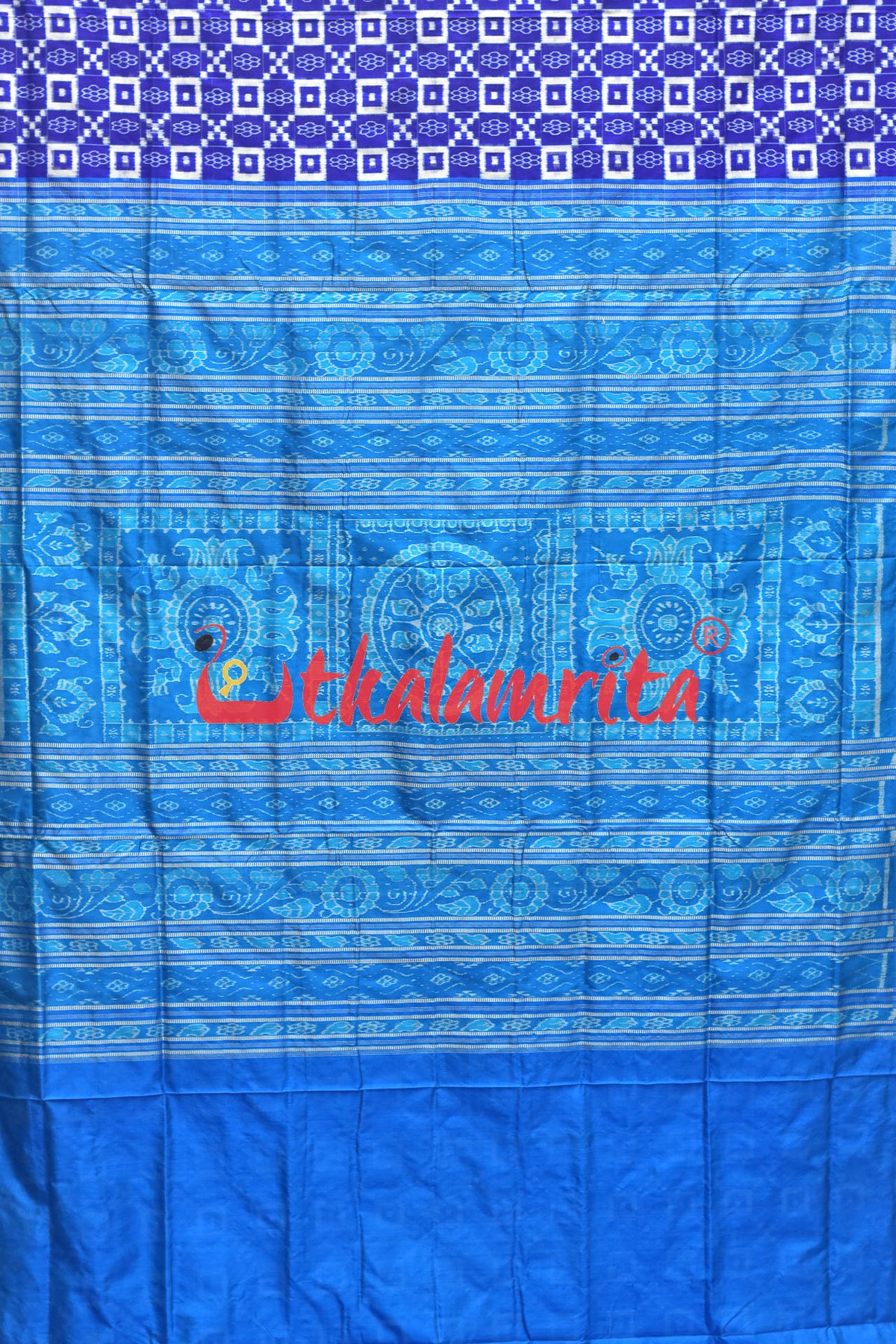 Blue Flowers and Kuthi Sambalpuri Silk Saree