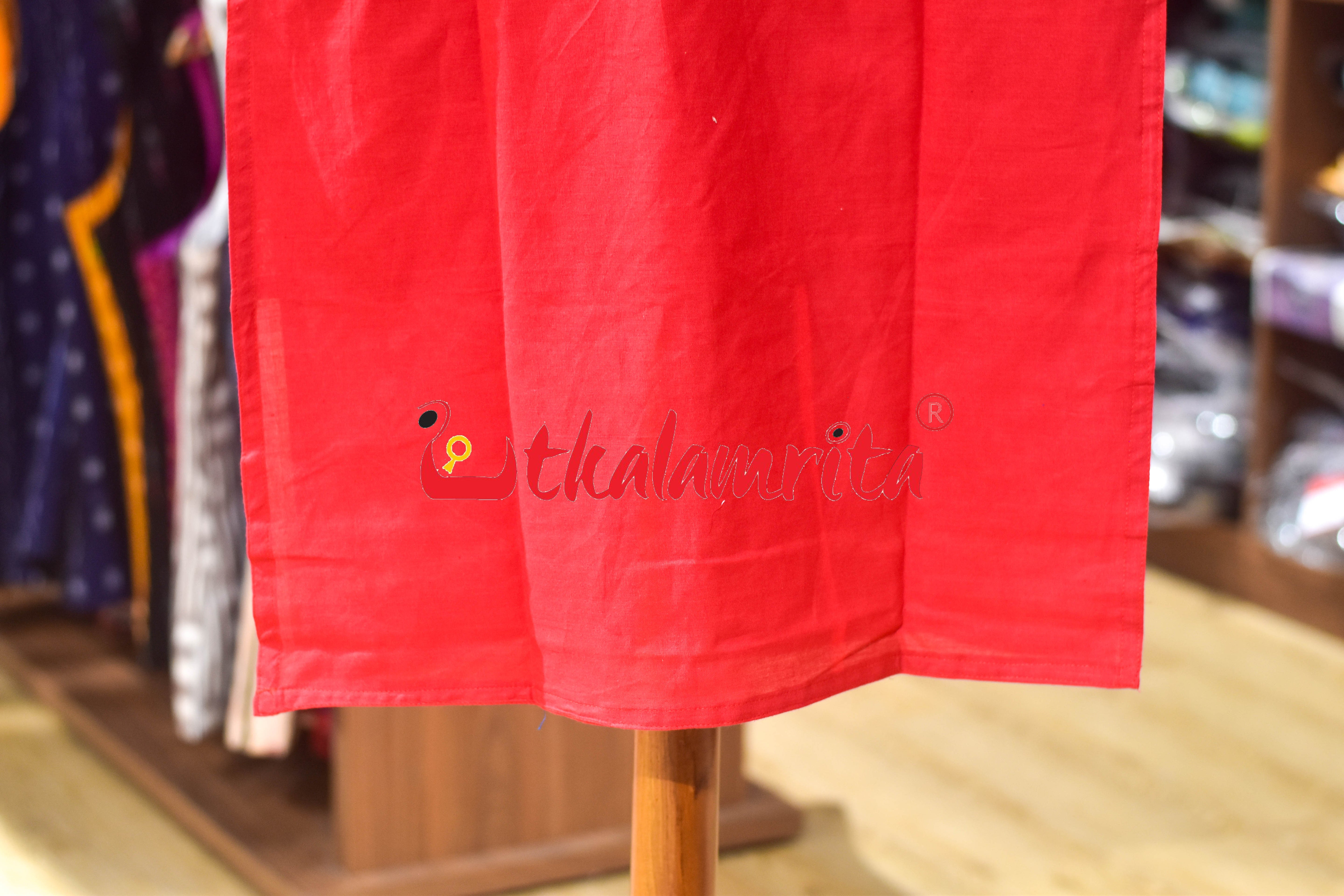 Red Tribal and Trees Sambalpuri (Ladies Kurti)