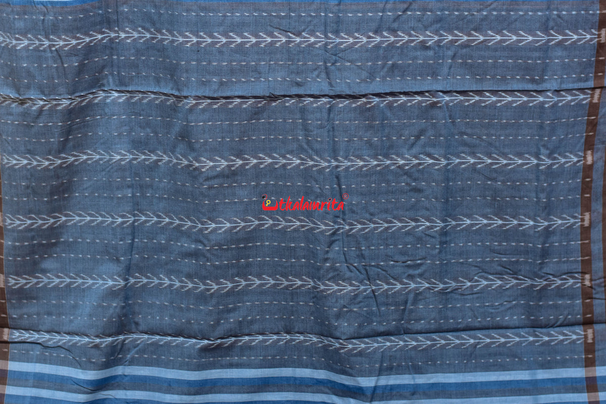 Sky Blue Brown Gaara Thikiri Maniabandha Cotton Saree