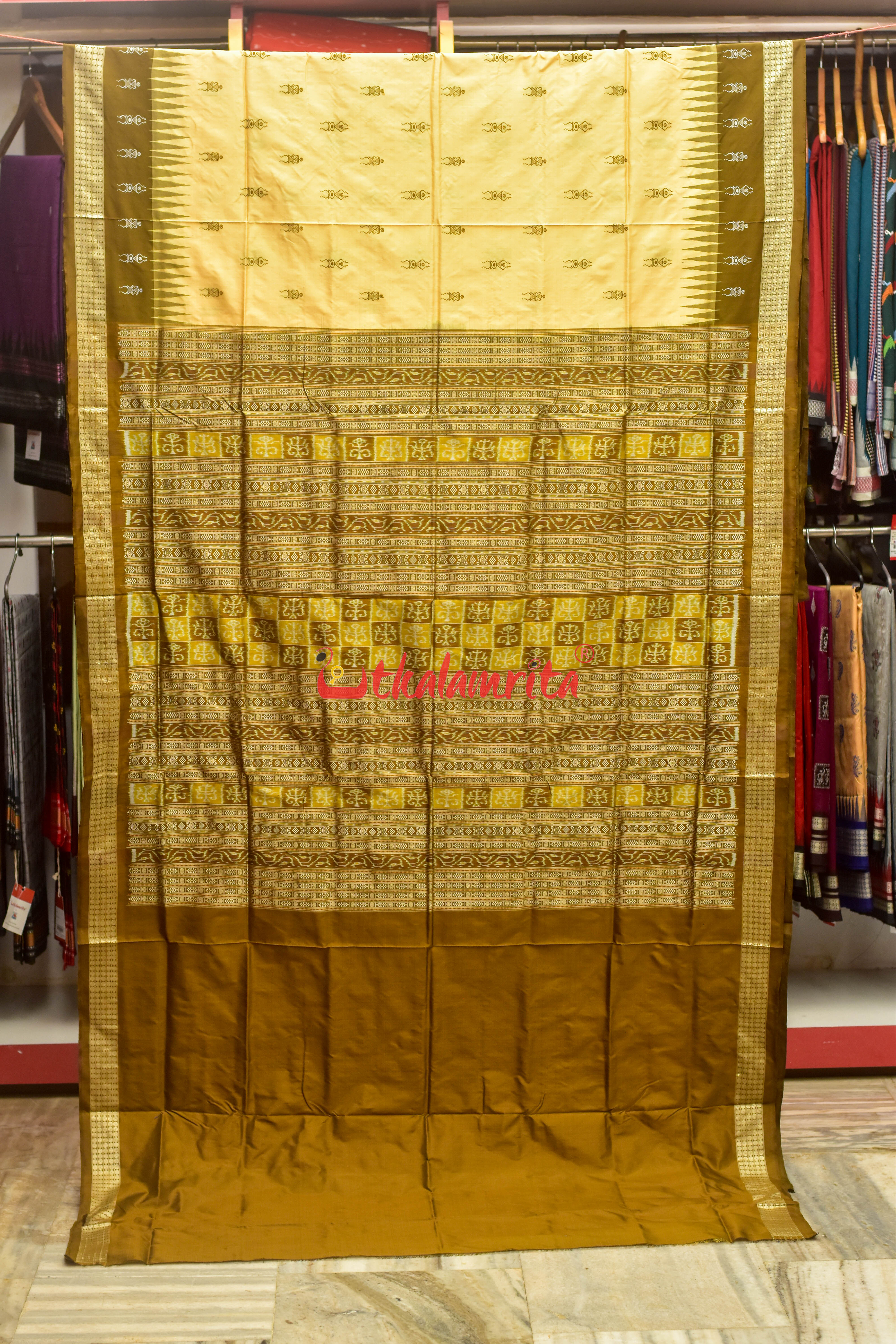 Chandan Brown Tribal Bomkai Silk Saree