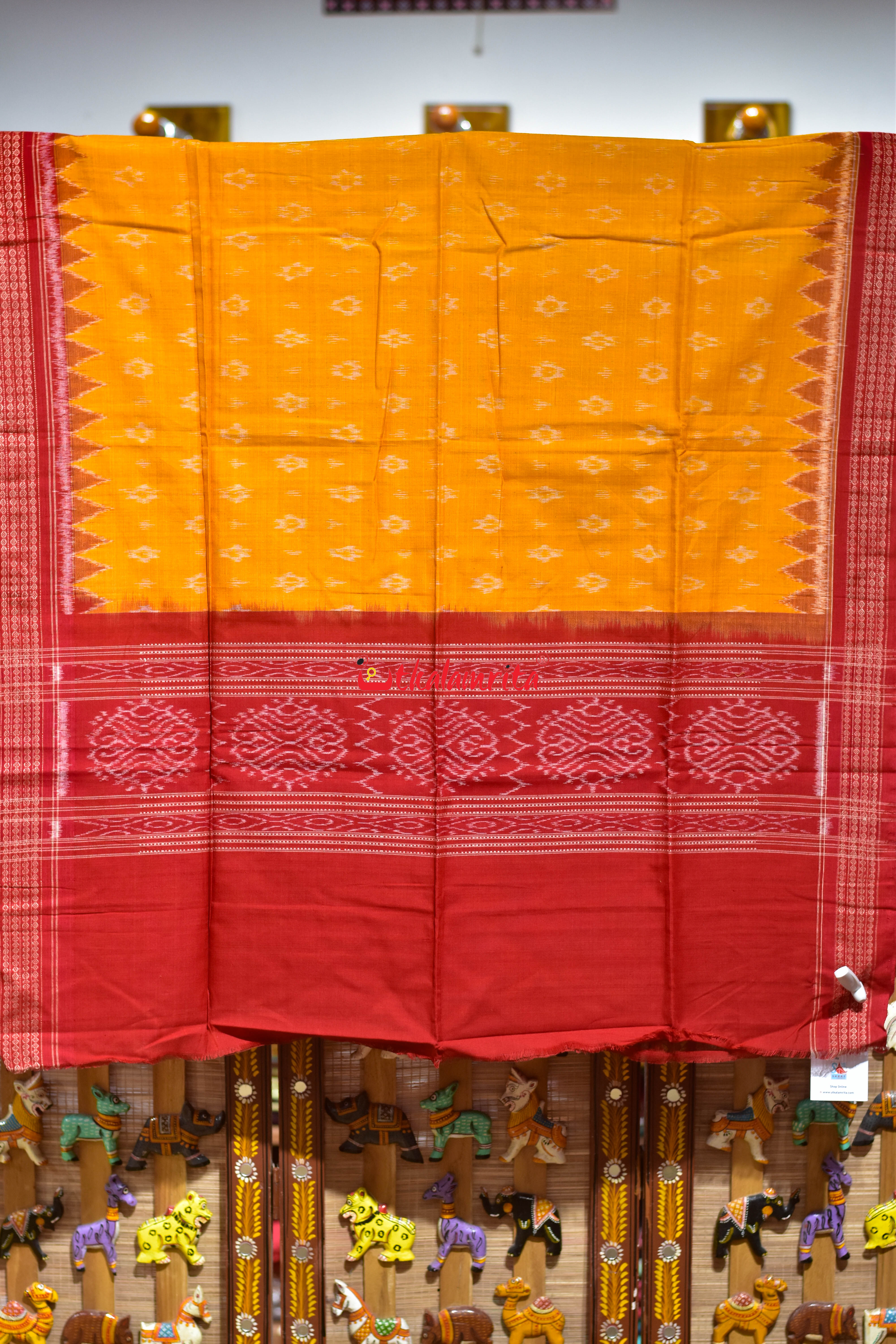 Red Yellow Tribal Sambalpuri Bapta Dress Set