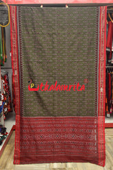 Olive Red Kadha Khandua Cotton Saree