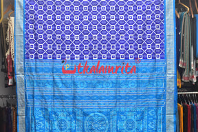 Blue Flowers and Kuthi Sambalpuri Silk Saree