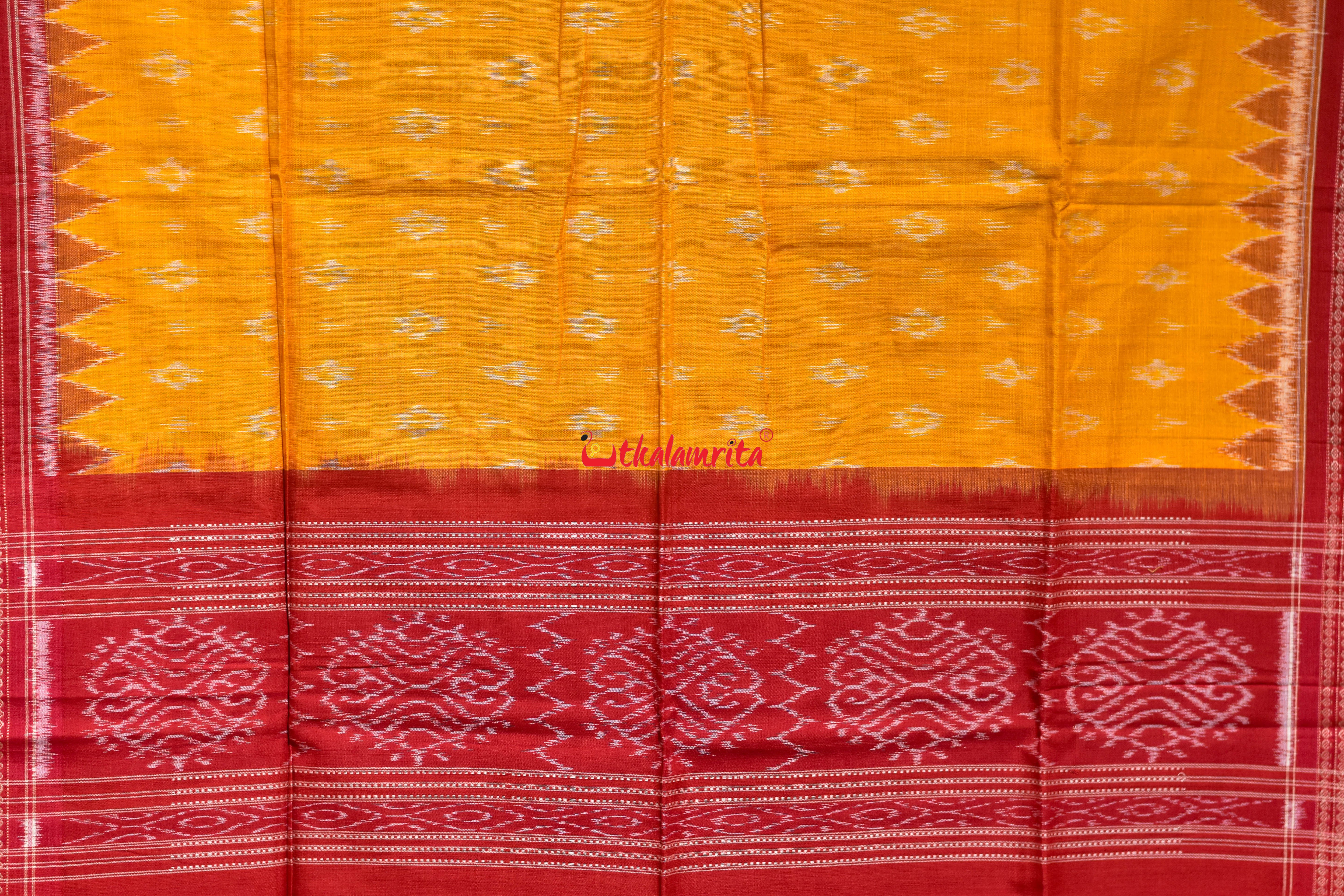 Red Yellow Tribal Sambalpuri Bapta Dress Set