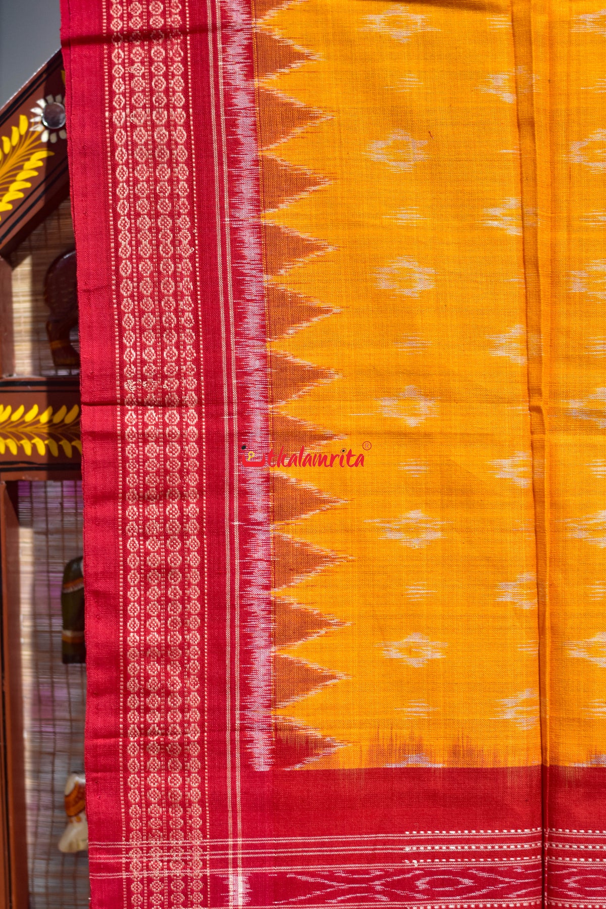 Red Yellow Tribal Sambalpuri Bapta Dress Set
