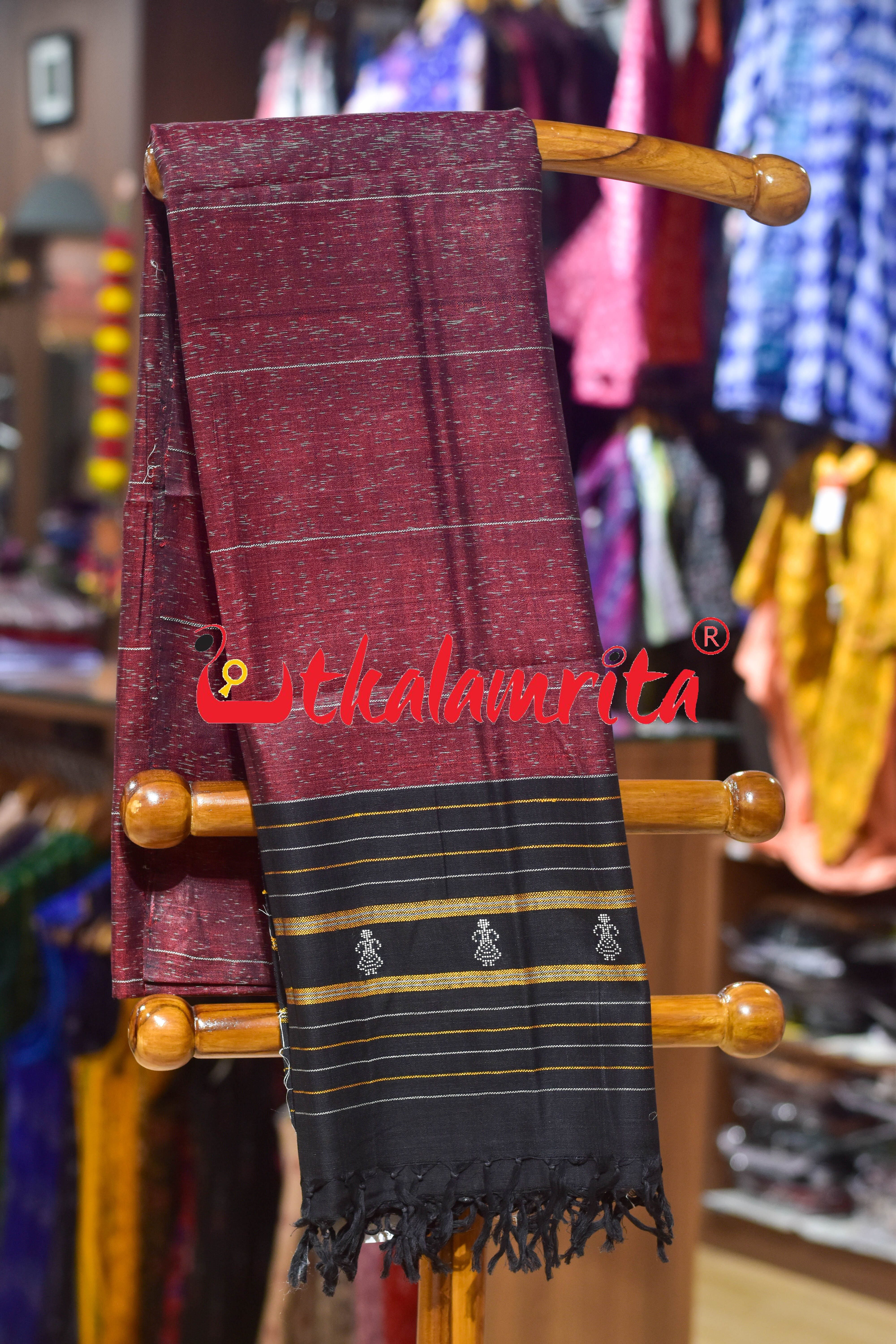 Black Maroon Jhara Black Tribals (Dupatta)