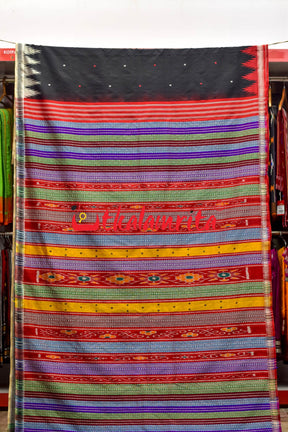 Black Ganga Jamuna Double Anchal Berhampuri Silk Saree