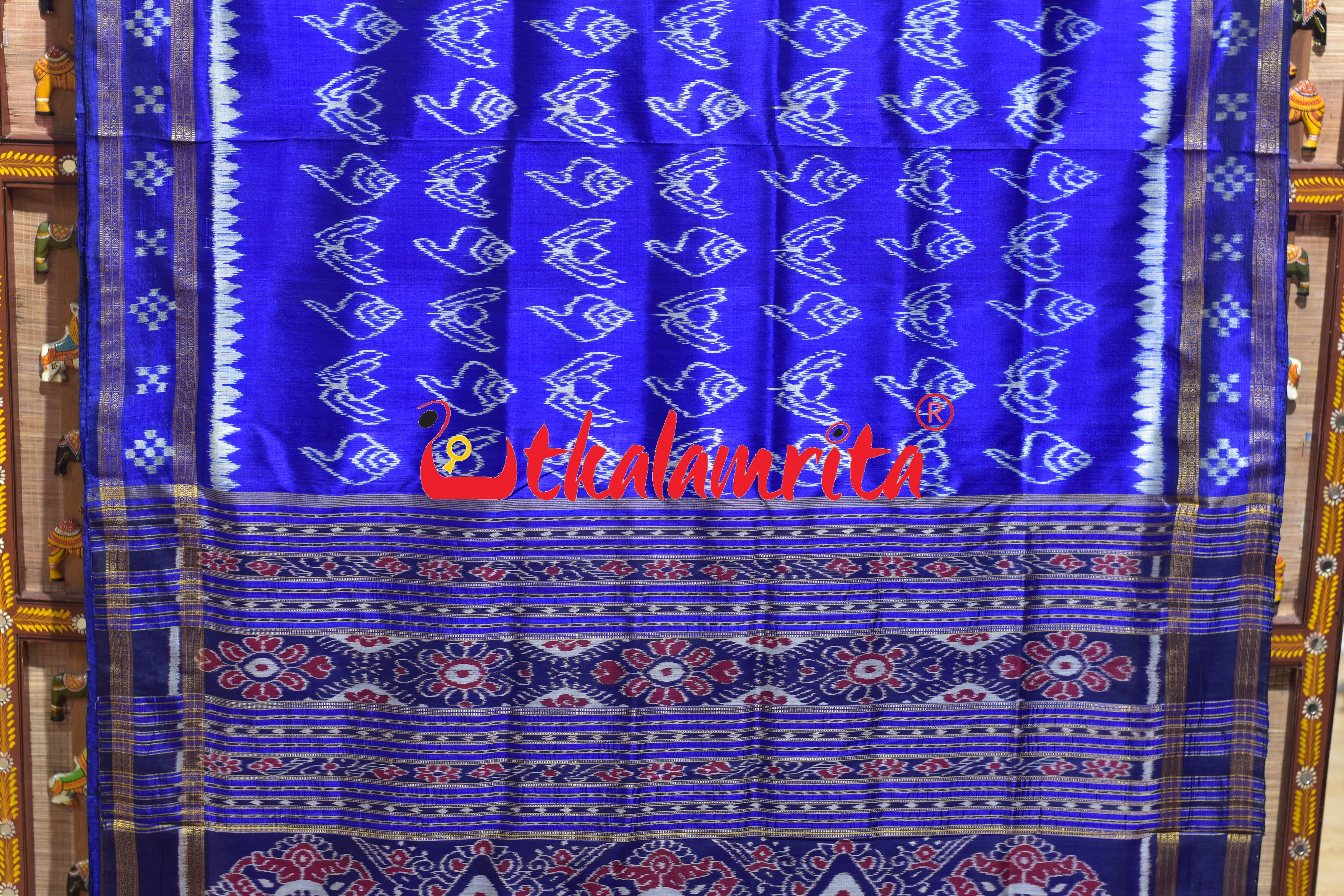 Blue Sankha Padma Khandua Silk Saree