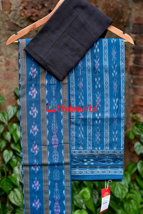 Blue Black Pasapali Long Flower Bandha Dress Set