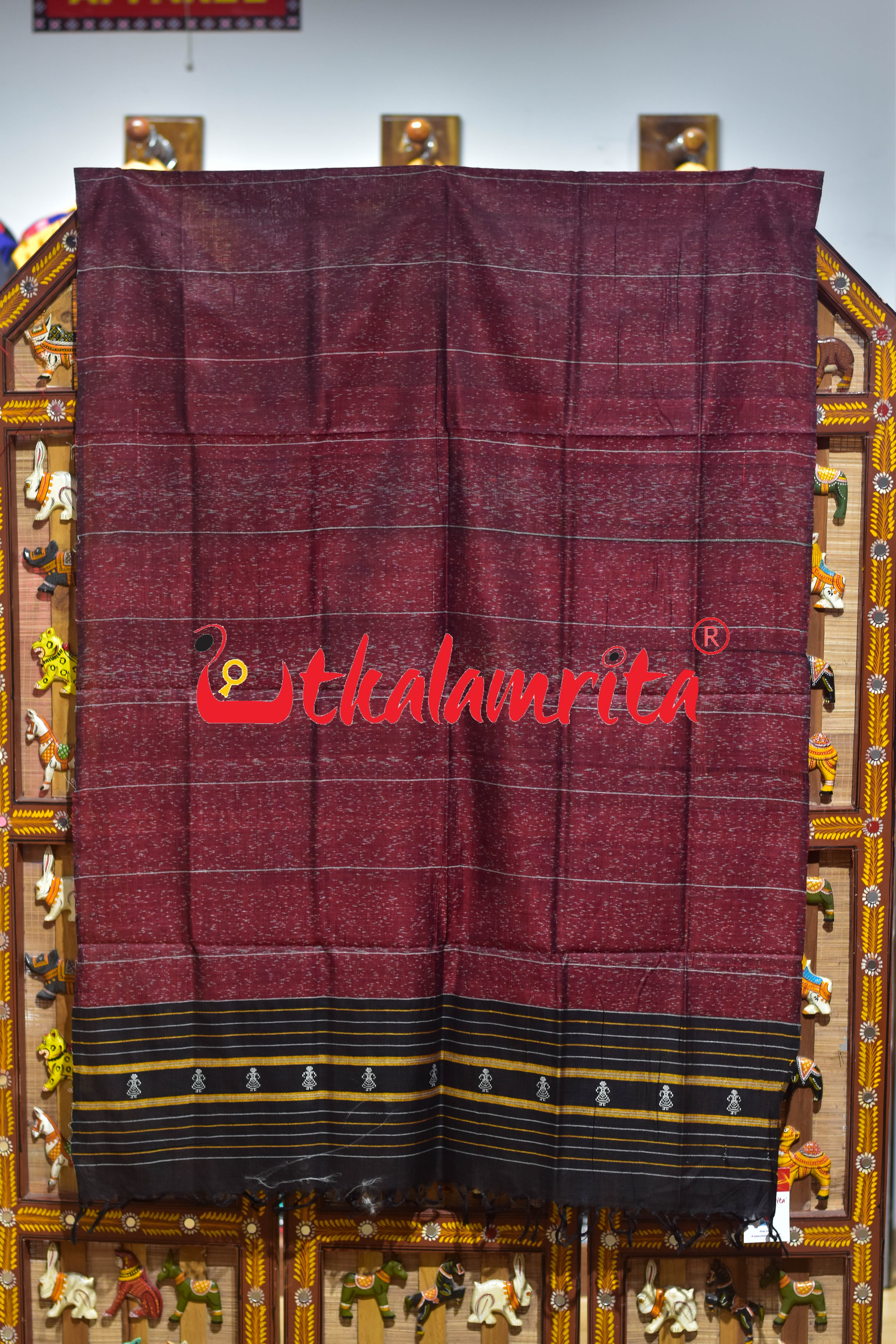 Black Maroon Jhara Black Tribals (Dupatta)