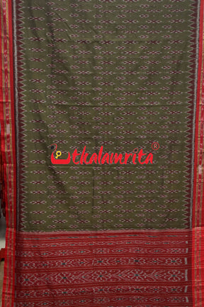 Olive Red Kadha Khandua Cotton Saree