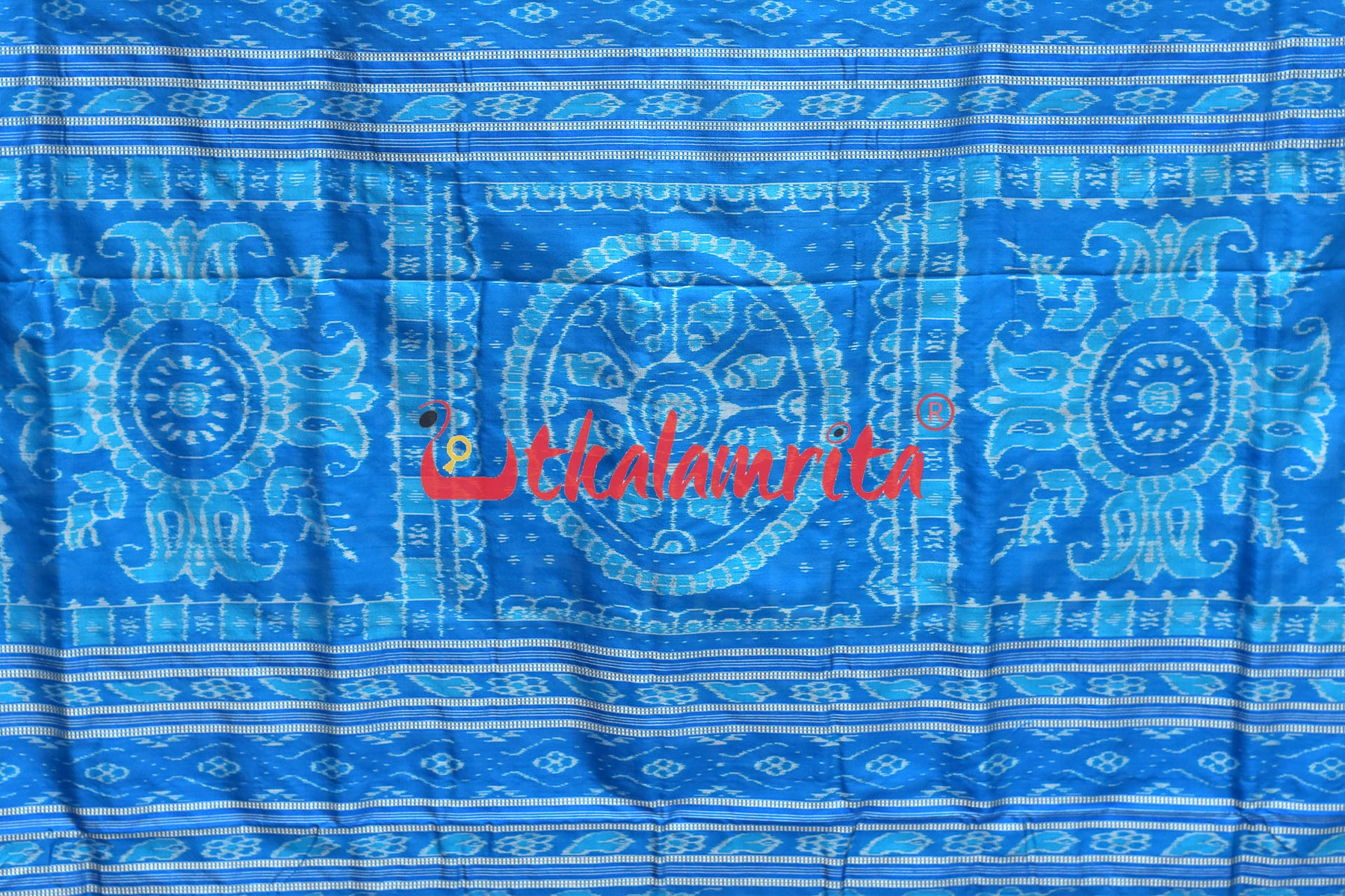 Blue Flowers and Kuthi Sambalpuri Silk Saree