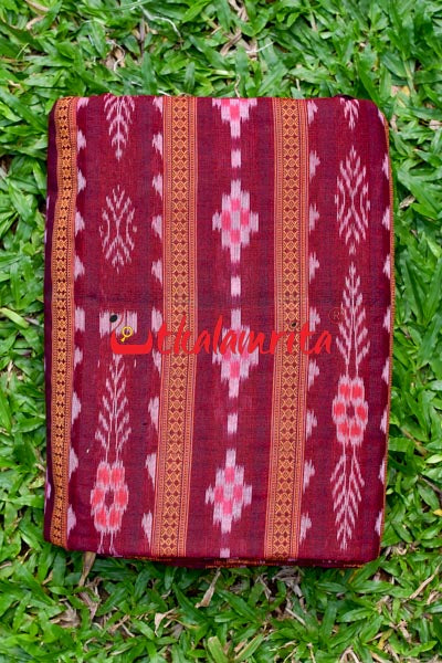 Maroon Pasapali With Flower Ikat (Fabric)
