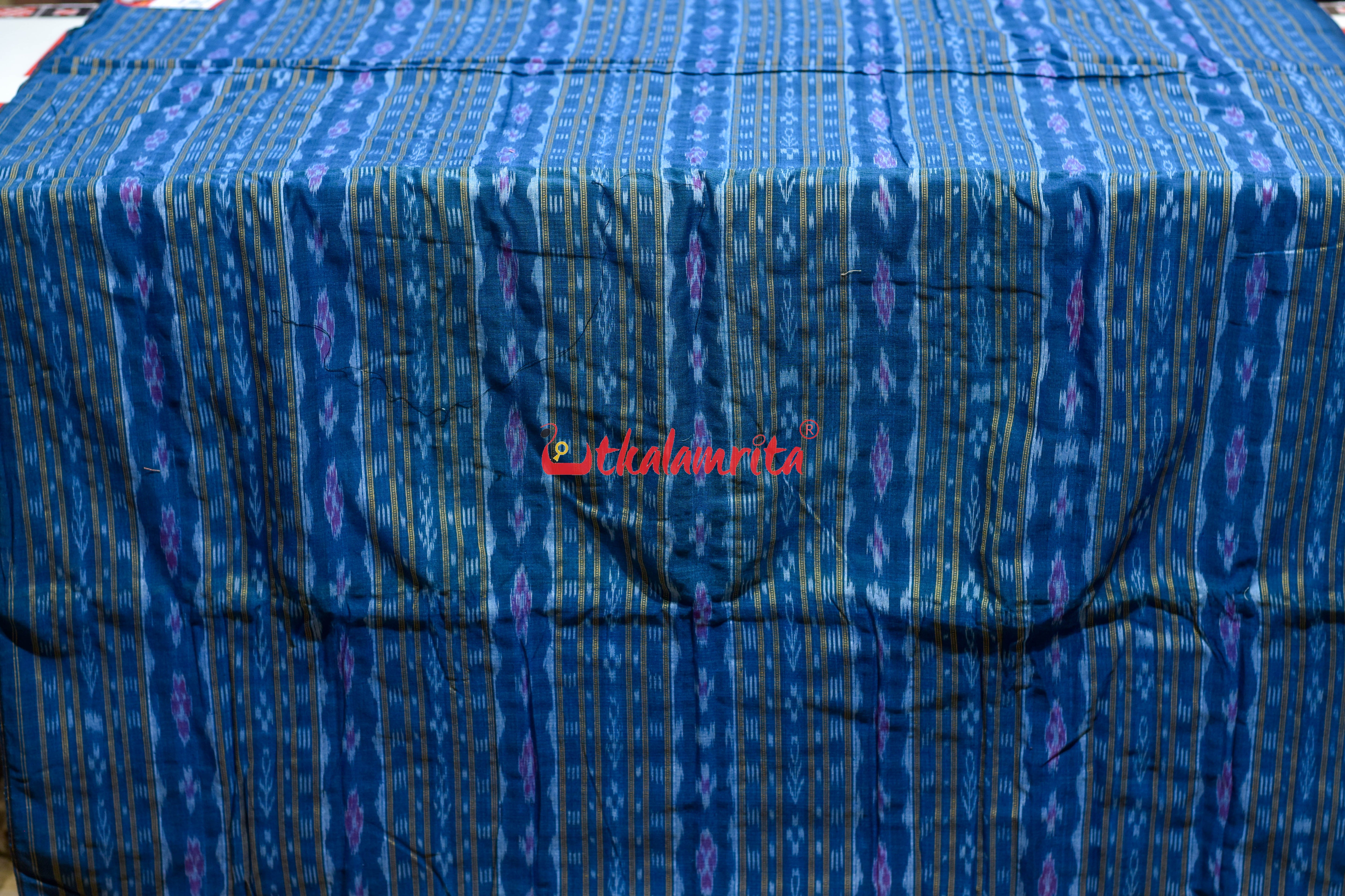 Teal Blue Red Flower Ikat (Fabric)
