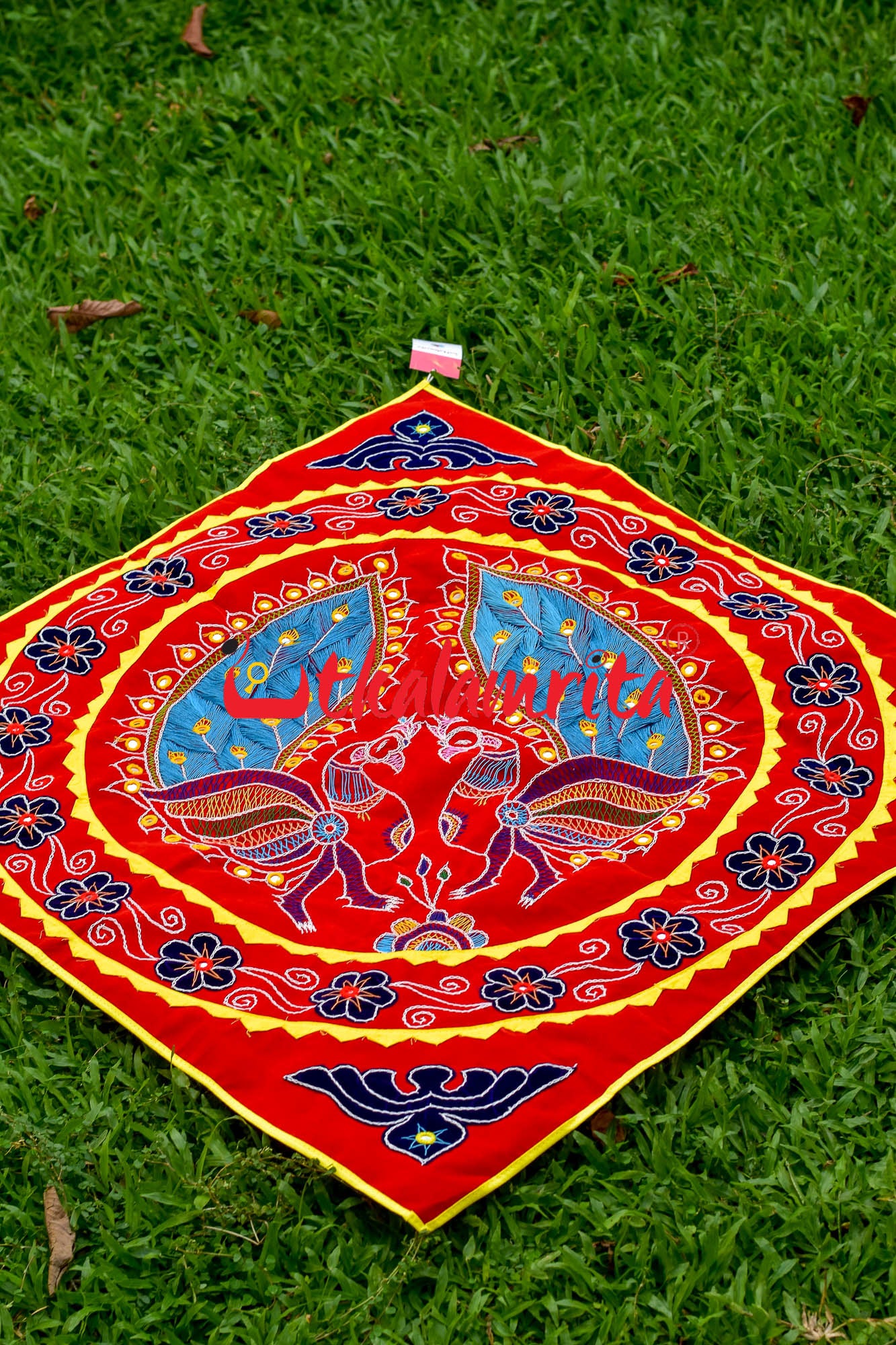 Double Peacock Red Blue Applique