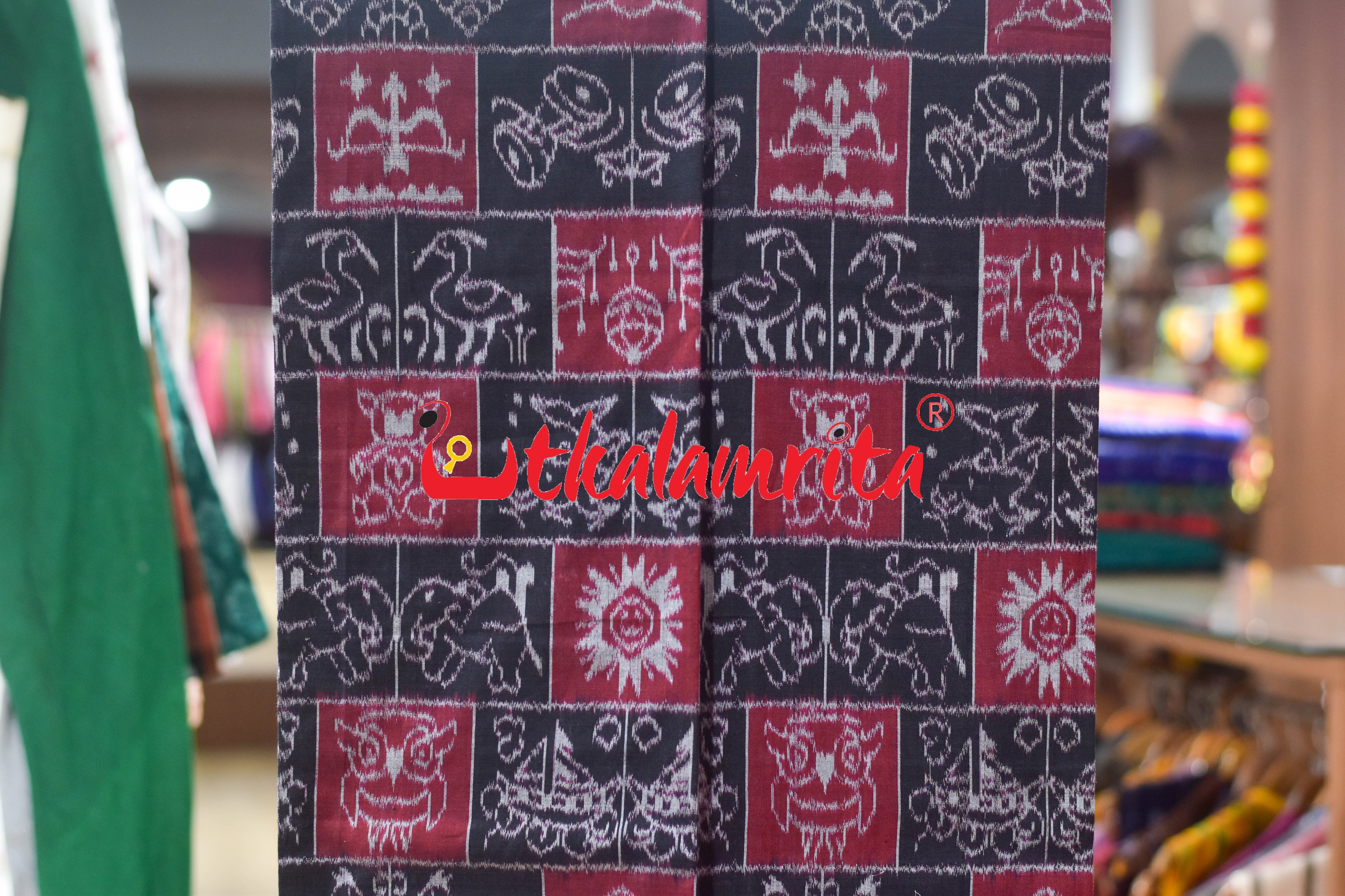 Black Red Traditional Design Sambalpuri Cotton Dress Set