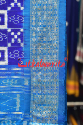 Blue Flowers and Kuthi Sambalpuri Silk Saree