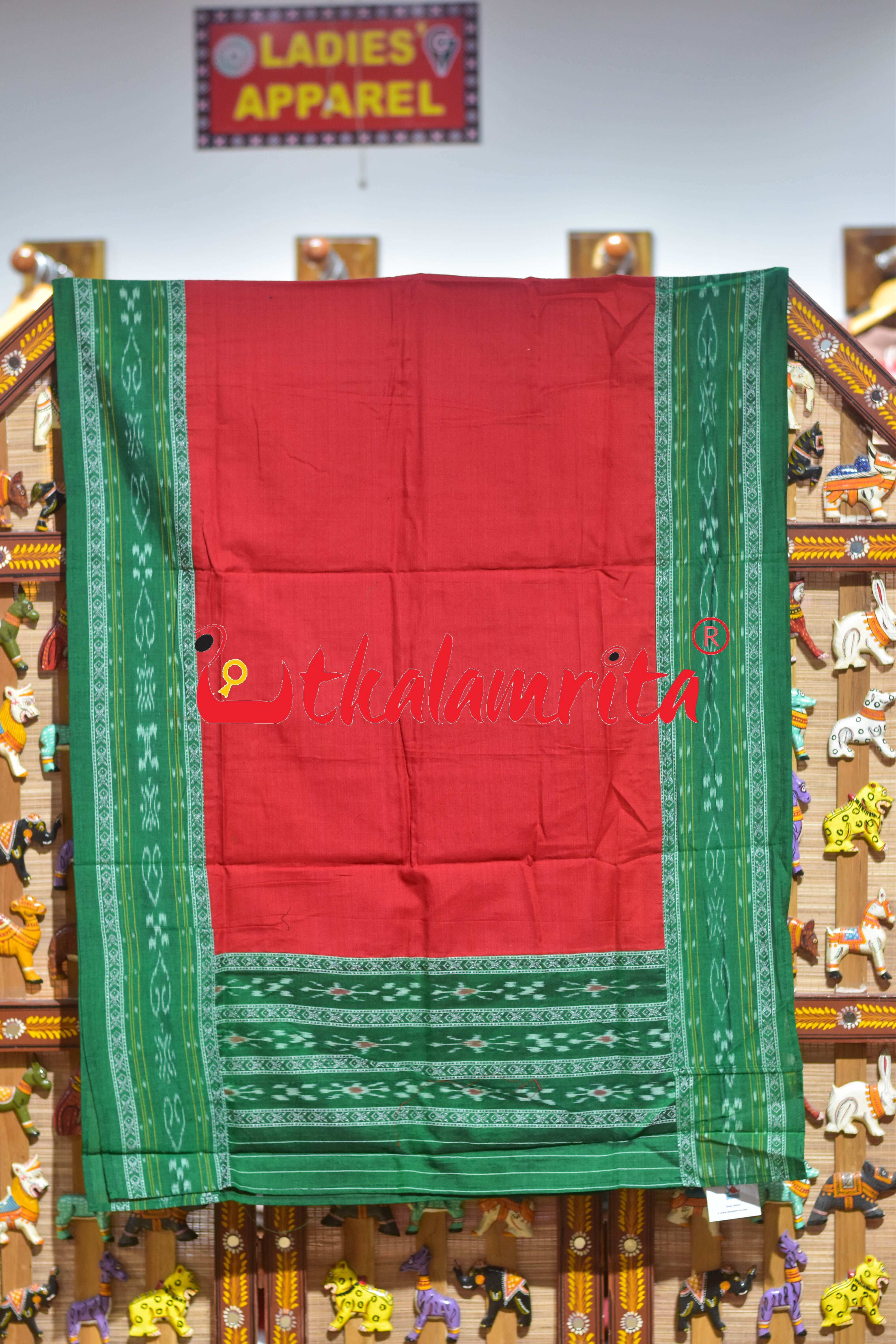 Light Green Red Pasapali Long Flower Dress Set