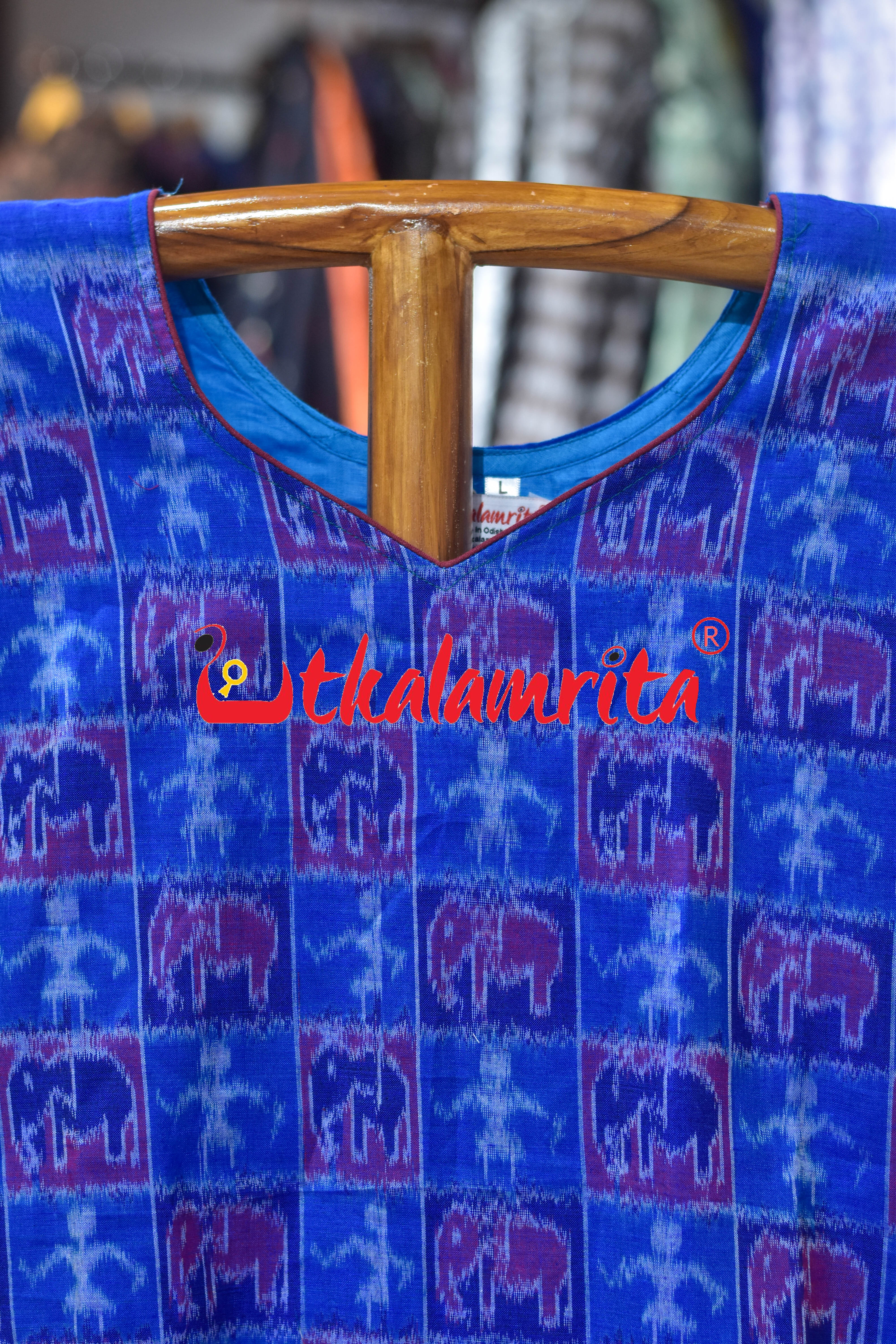 Blue Elephants and Tribals Kuthi Sambalpuri (Ladies Kurti)