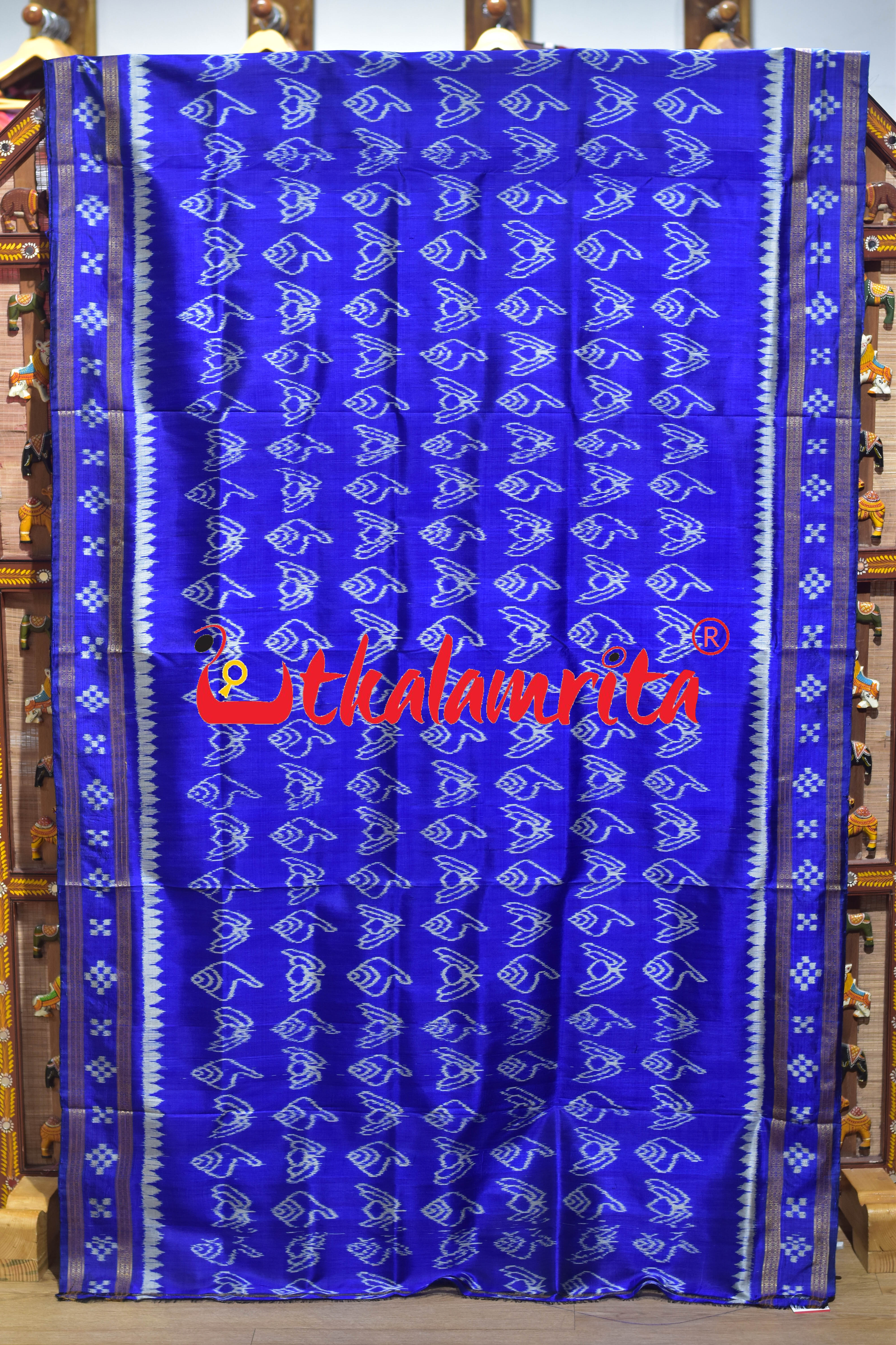 Blue Sankha Padma Khandua Silk Saree