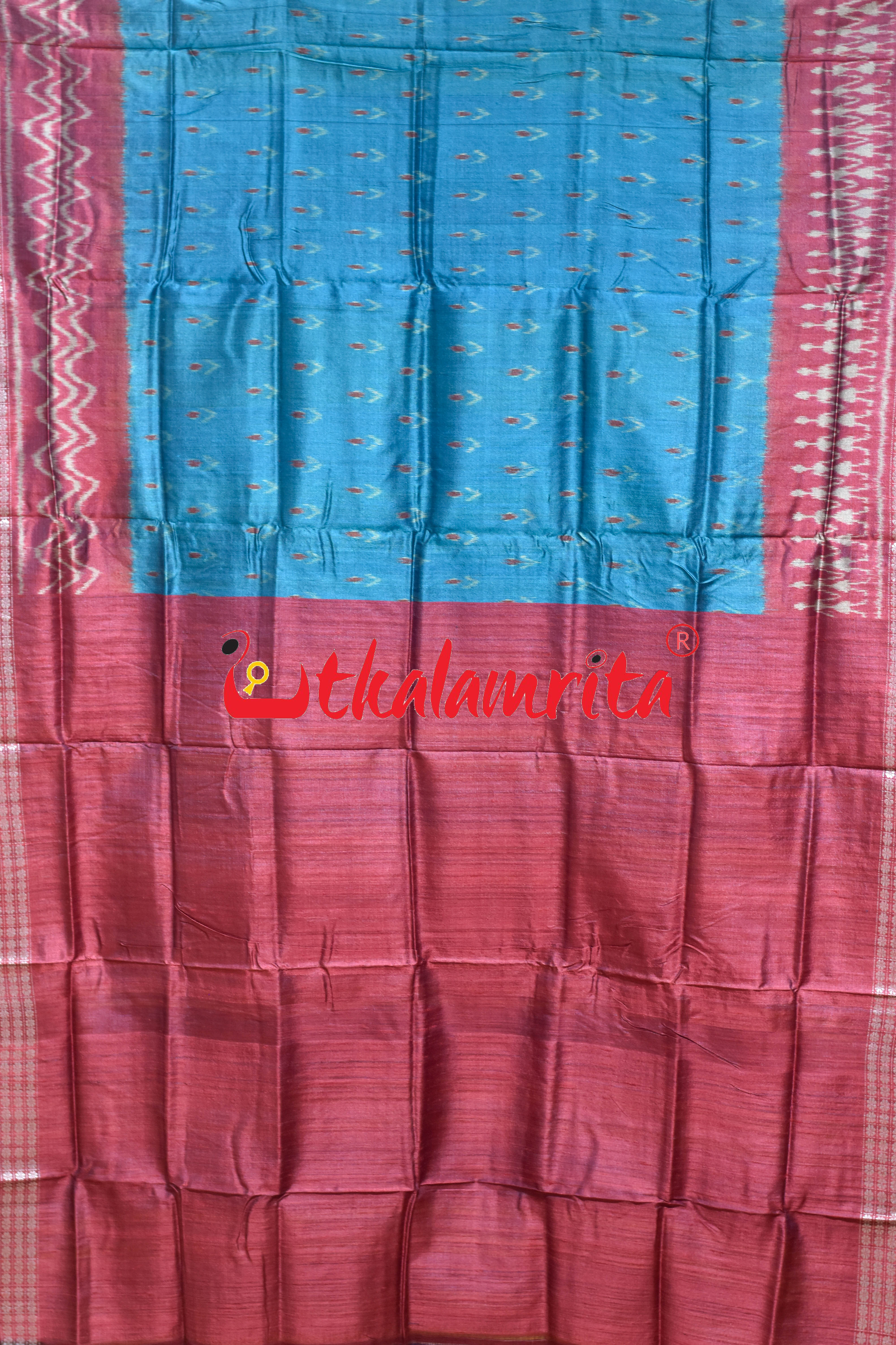 German Blue Chandrika Gopalpur Tussar Silk Saree