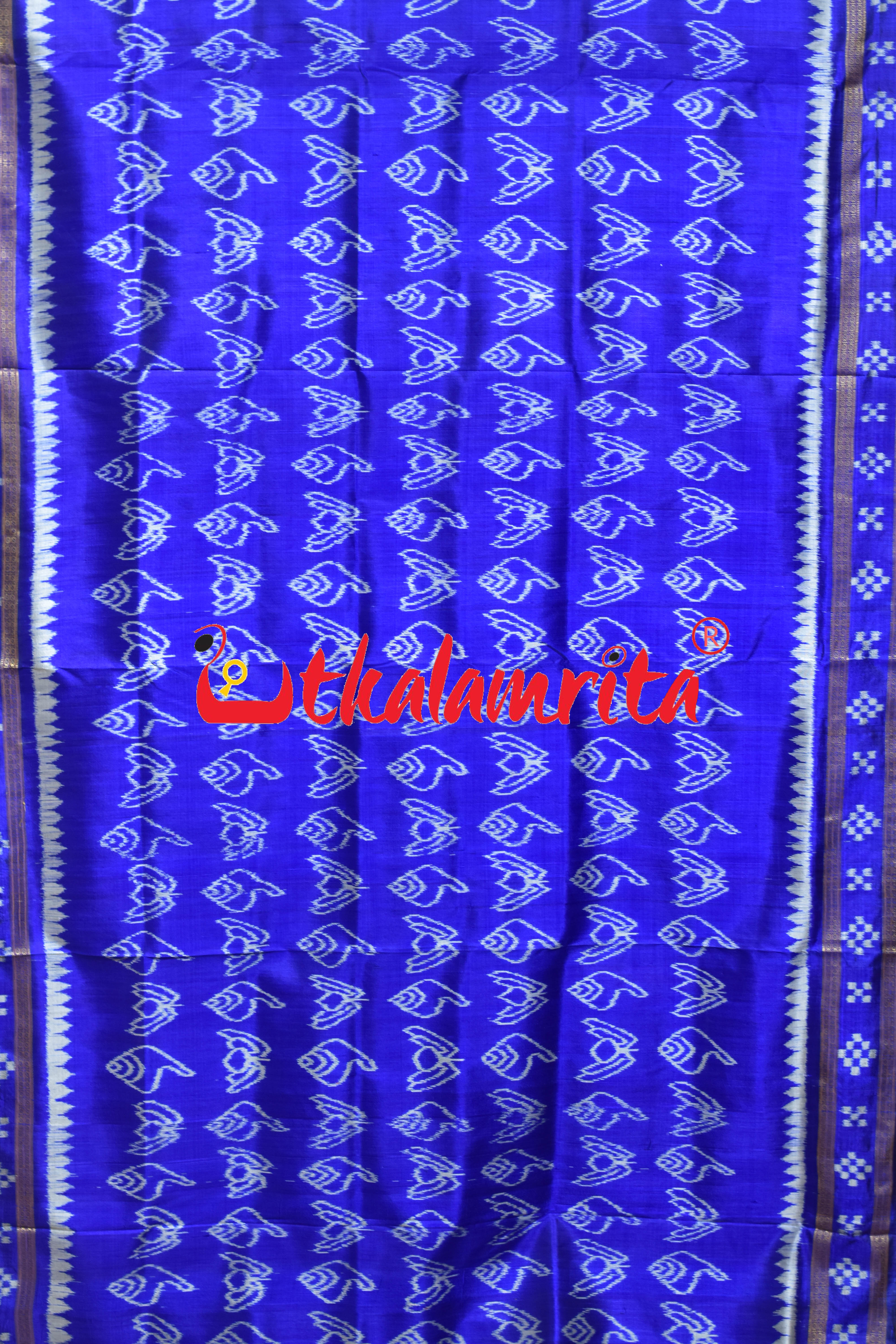 Blue Sankha Padma Khandua Silk Saree