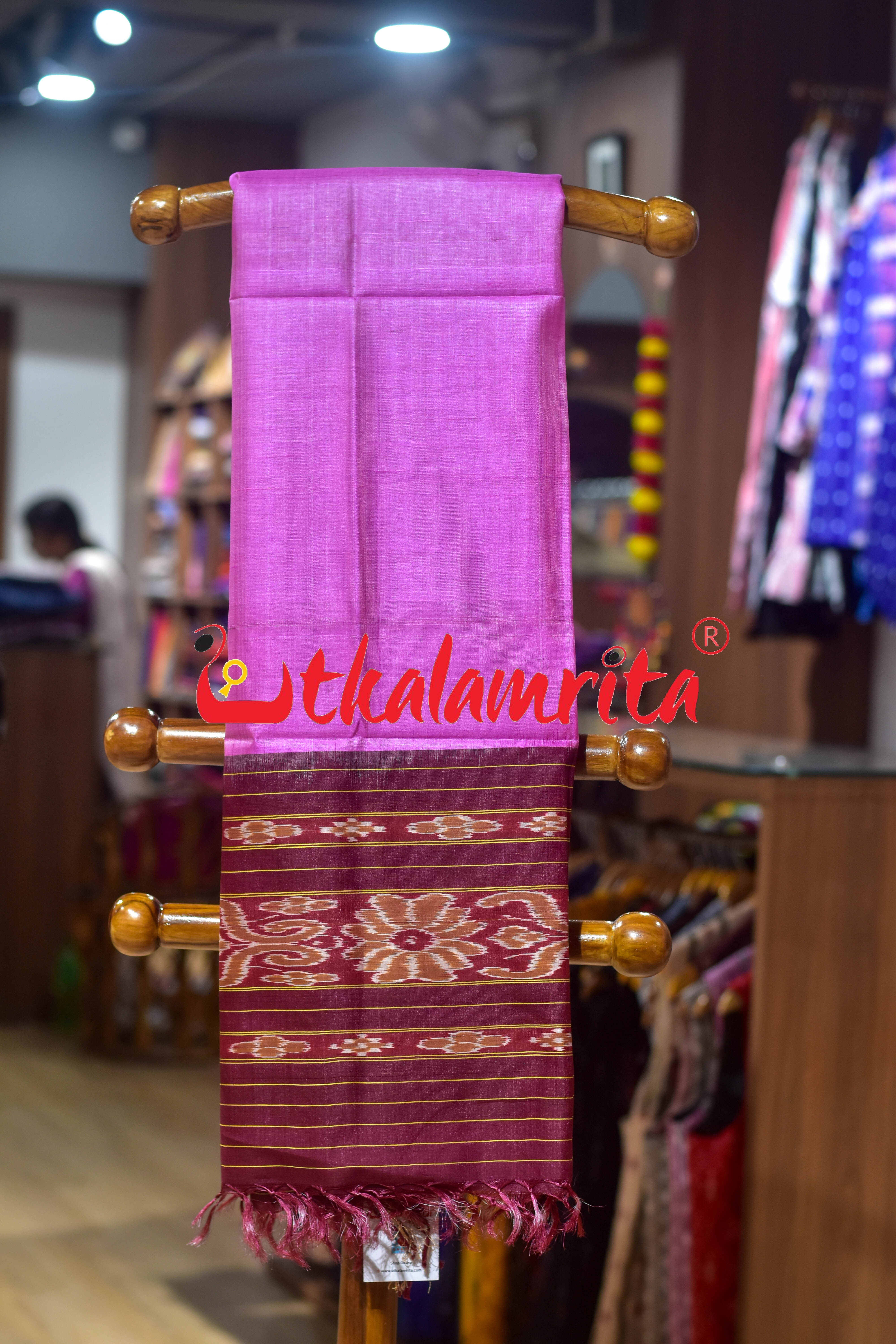 Pink Single Flower Gopalpur Tussar (Dupatta)