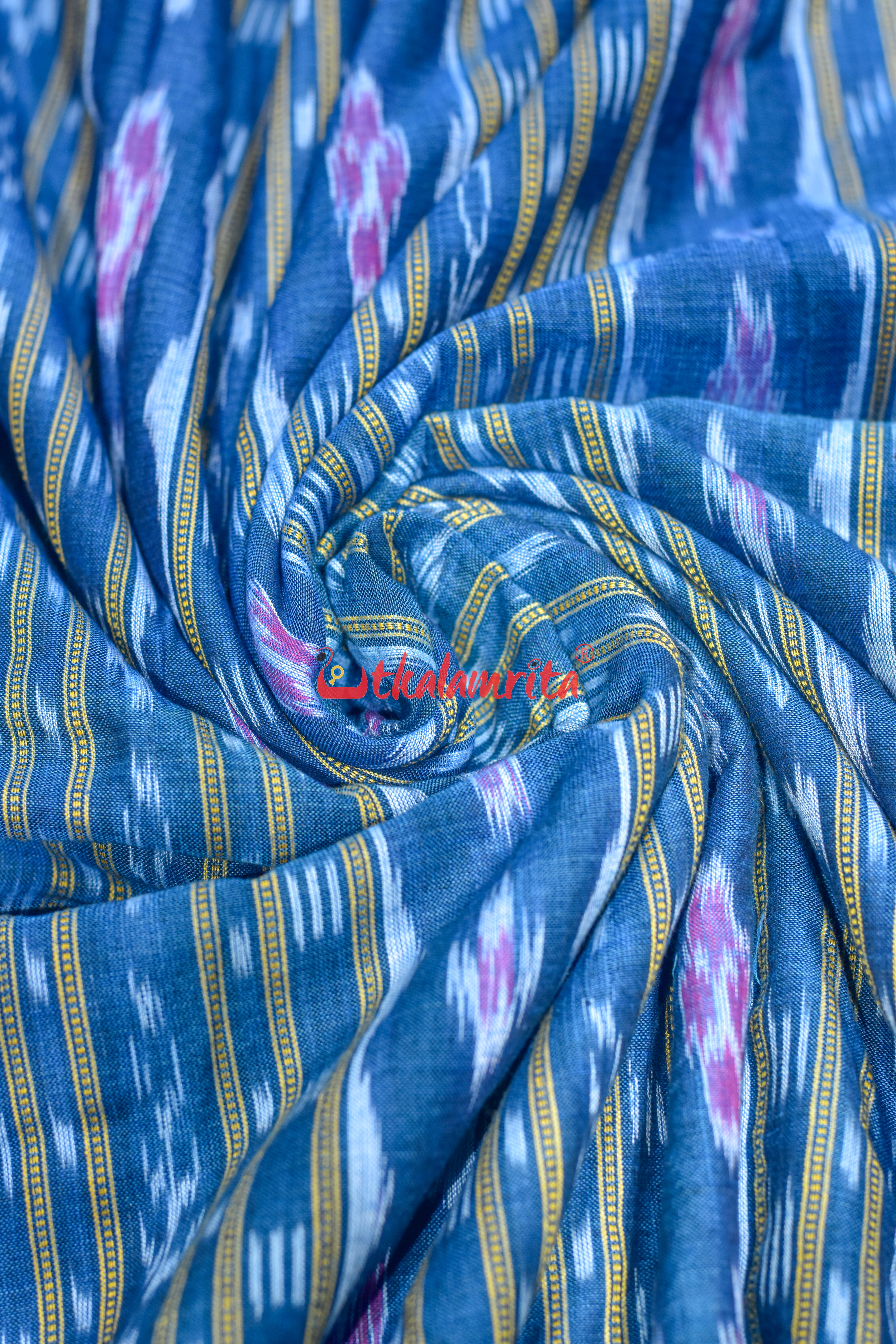 Teal Blue Red Flower Ikat (Fabric)