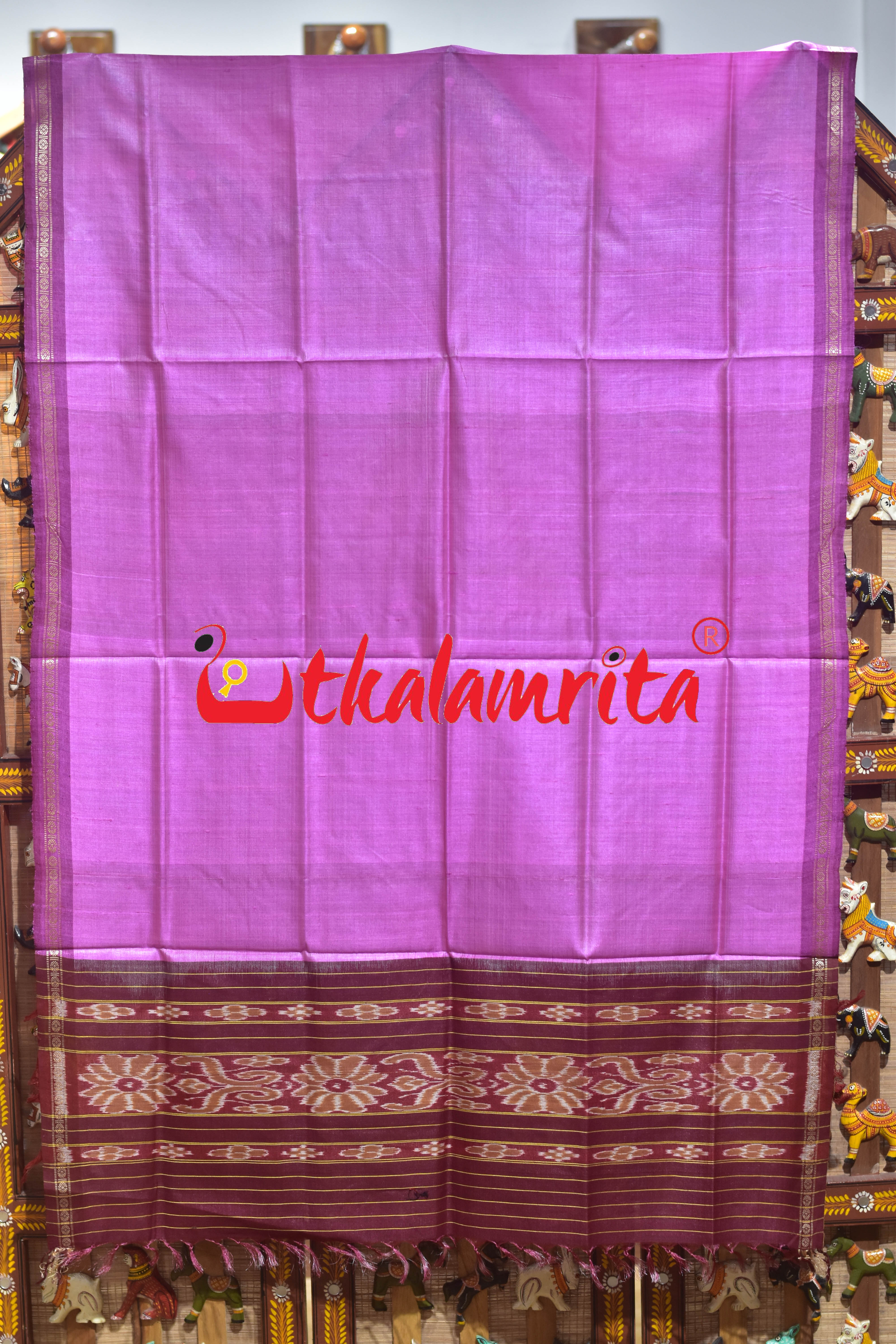 Pink Single Flower Gopalpur Tussar (Dupatta)