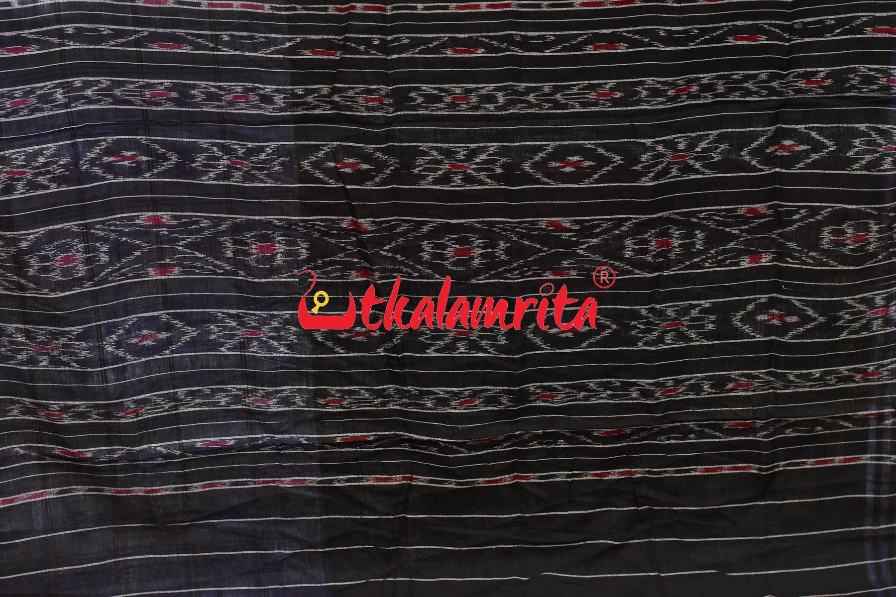 Half Half Black White Khandua Cotton Checks Saree