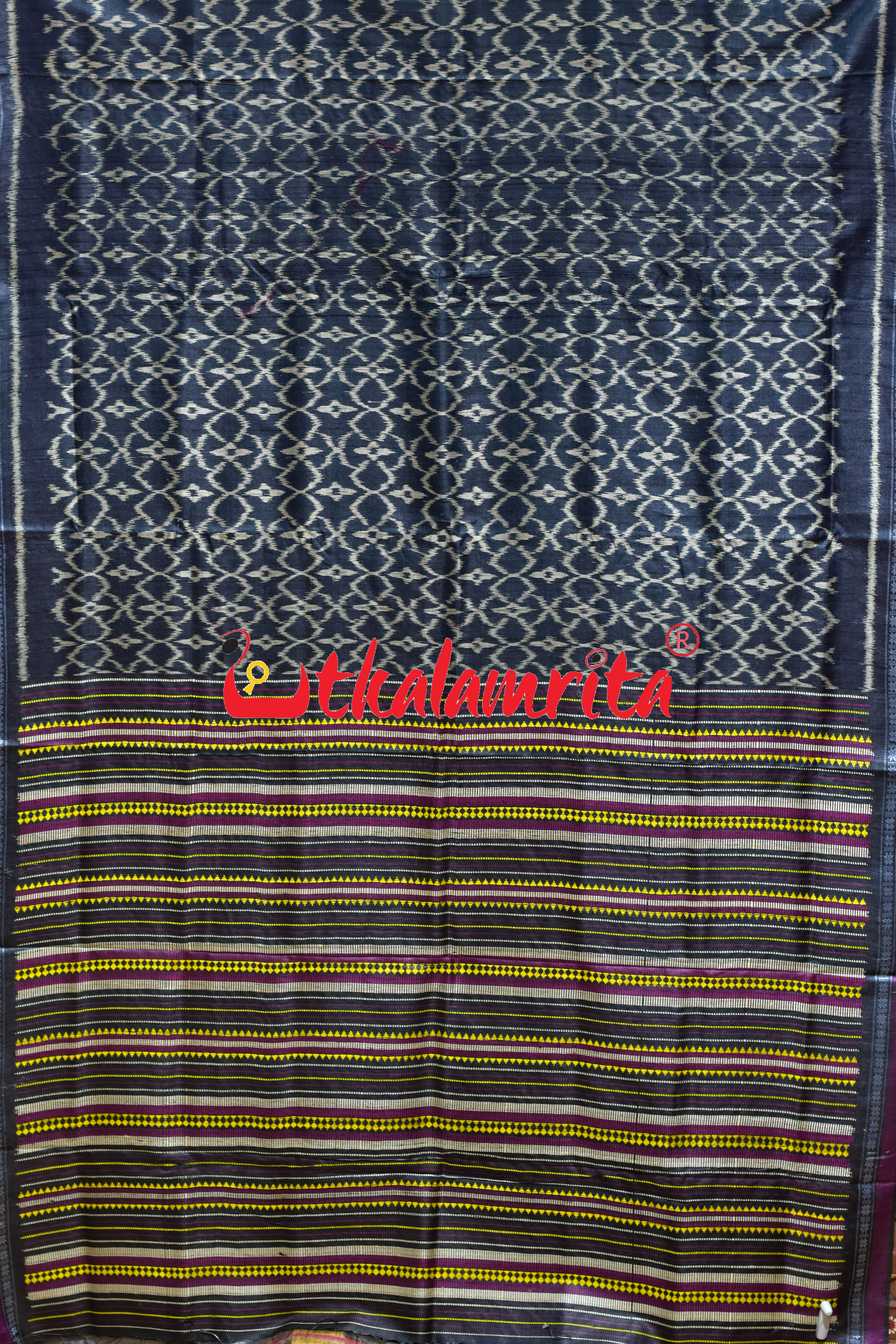 Black Hibiscus Gopalpur Tussar Silk Saree