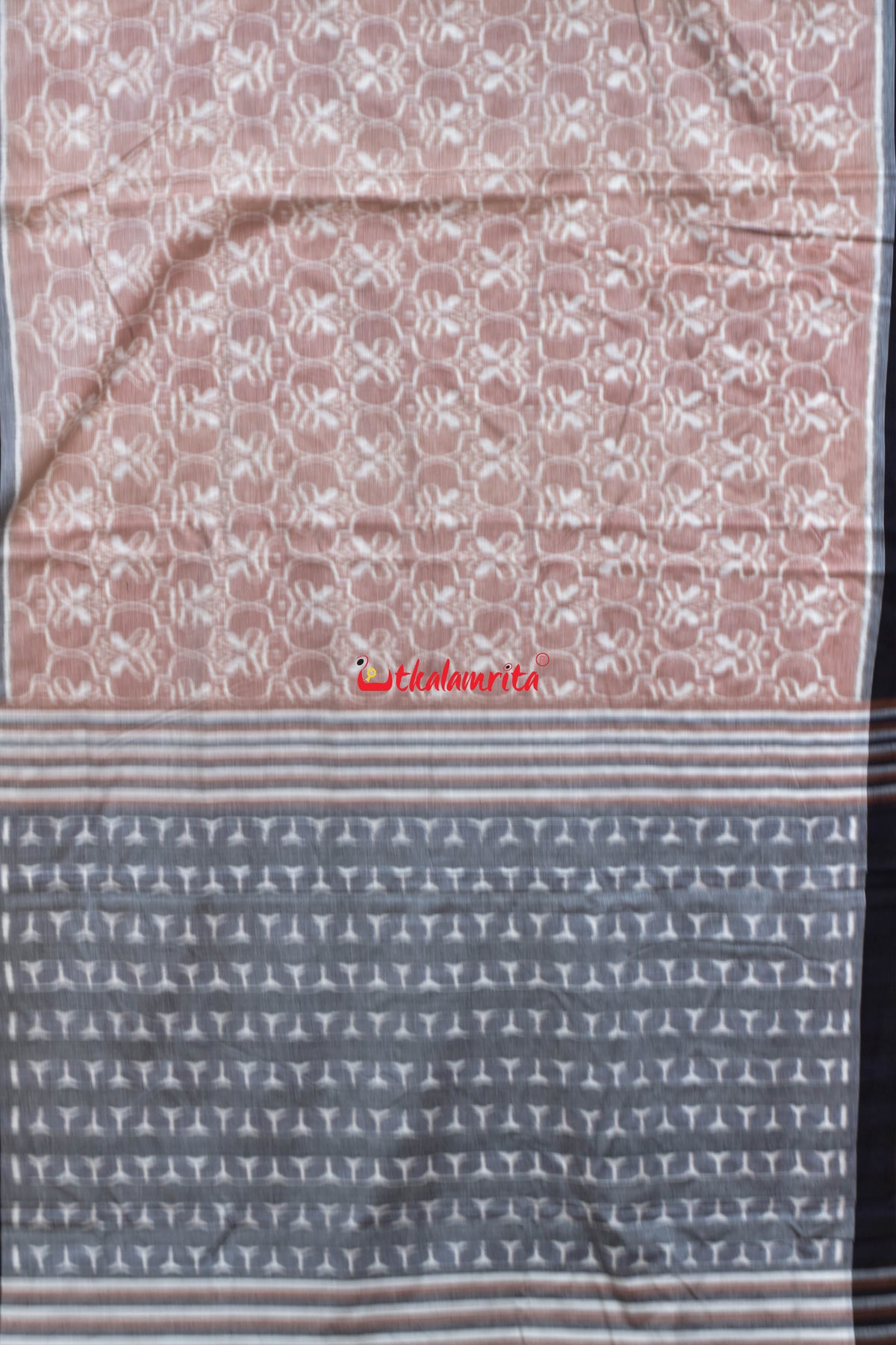 Butterfly Peach Maniabandha Cotton Saree